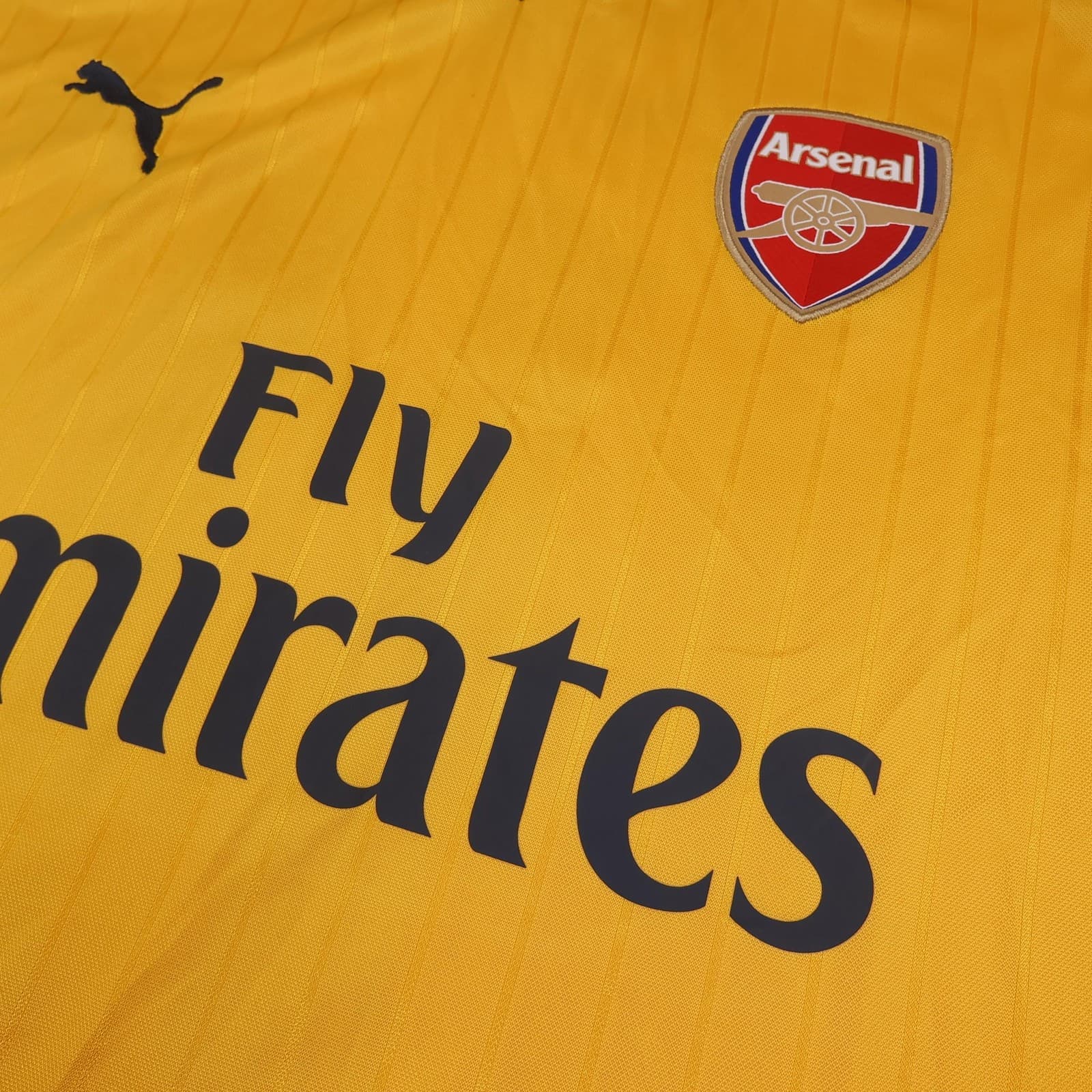 Arsenal Away Shirt Mens Large Yellow 2016 2017 EPL Football Puma Ozil 11 Jersey photo 5