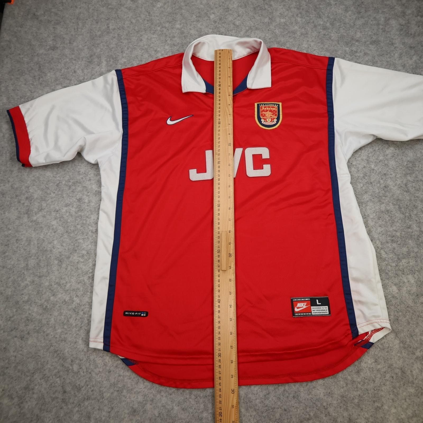 Vintage Arsenal Shirt Mens Large Red Home 1998 1999 Nike JVC Football Jersey photo 13