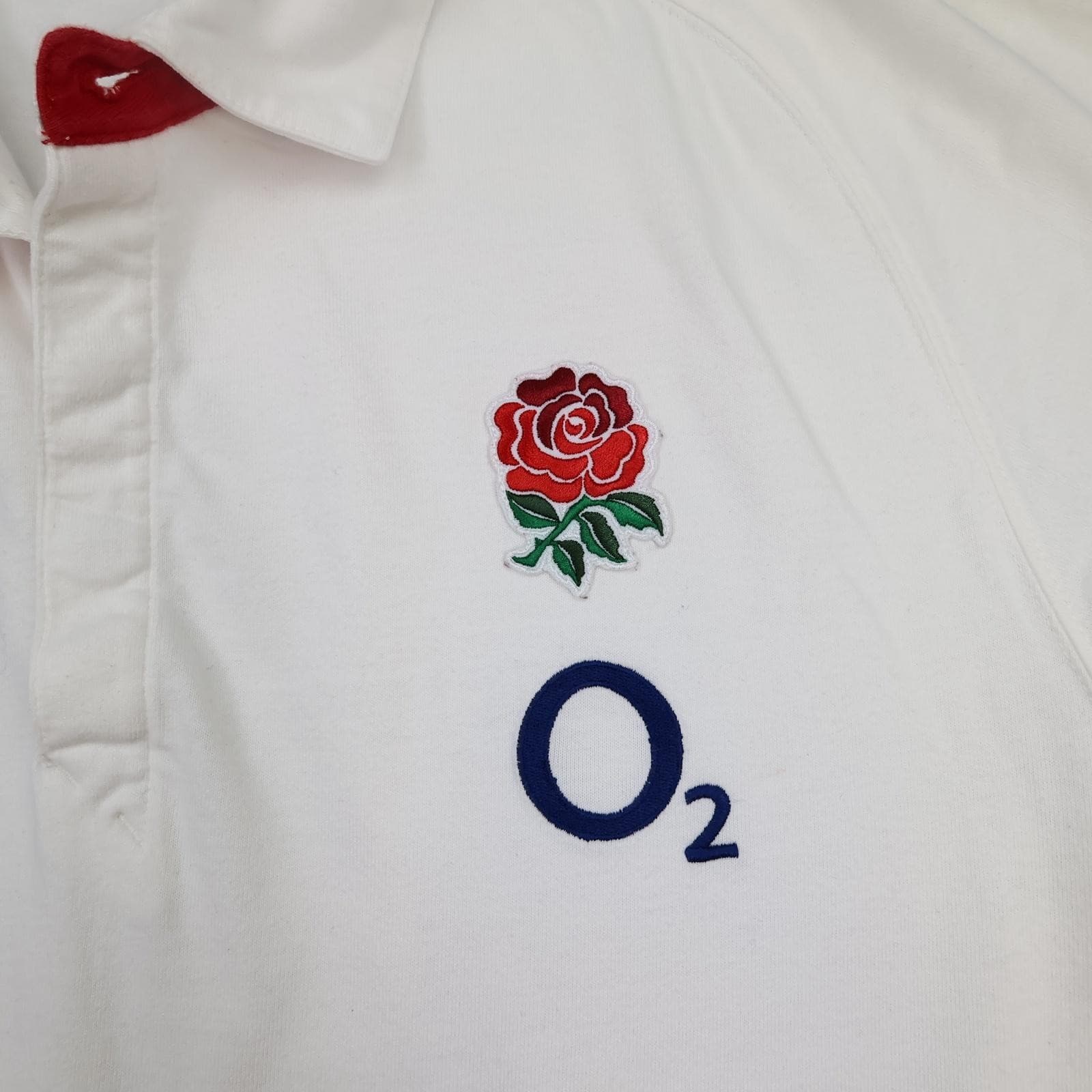 England Rugby Shirt Mens XL White Short Sleeve Rugby Union Nike O2 Polo Jersey photo 3