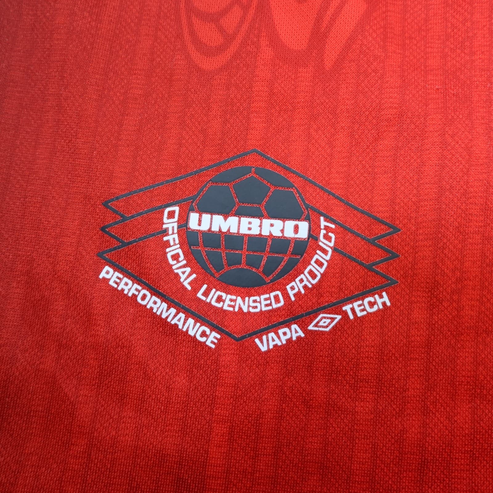 Vintage Manchester United Shirt Large Red Home 1996 1998 Umbro Soccer Jersey photo 3