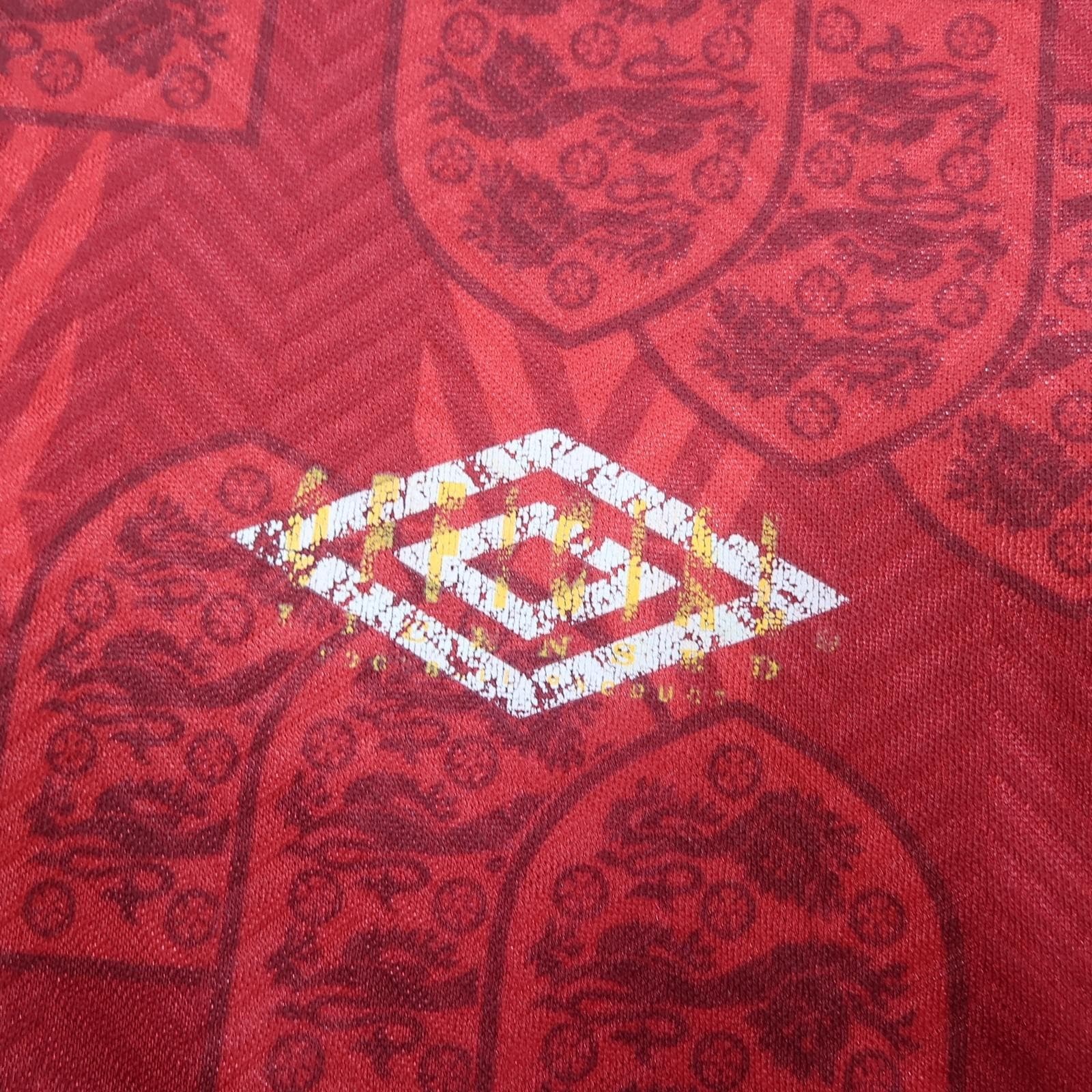 Vintage England Away Shirt Mens Large Red 1993 1995 Football Umbro Jersey photo 2