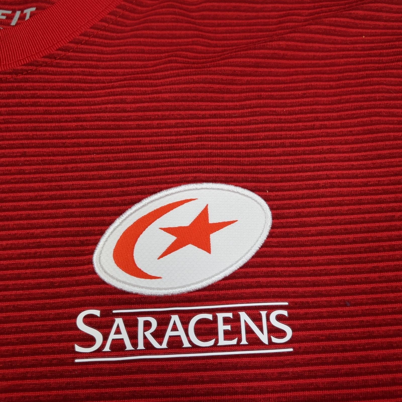 Saracens Rugby Shirt Mens Medium Red Rugby Union Nike Dri Fit Allianz Jersey photo 4