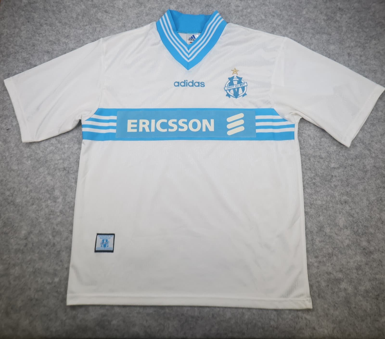 Vintage Marseille Football Shirt Large White Home Kit 1997 1998 Adidas Jersey