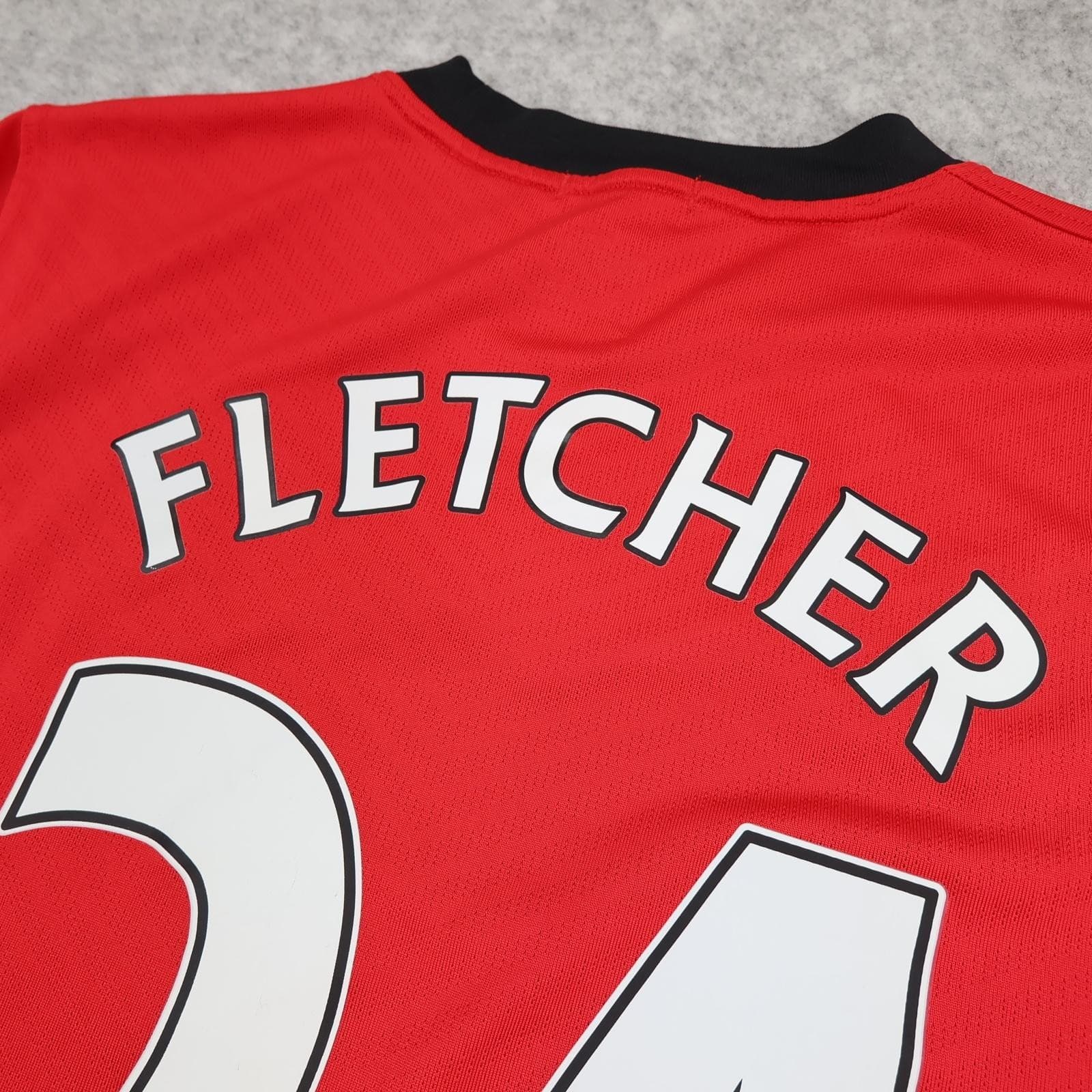 Manchester United Shirt Mens Medium Red Home 2009 2010 Football Nike Fletcher 24 photo 9