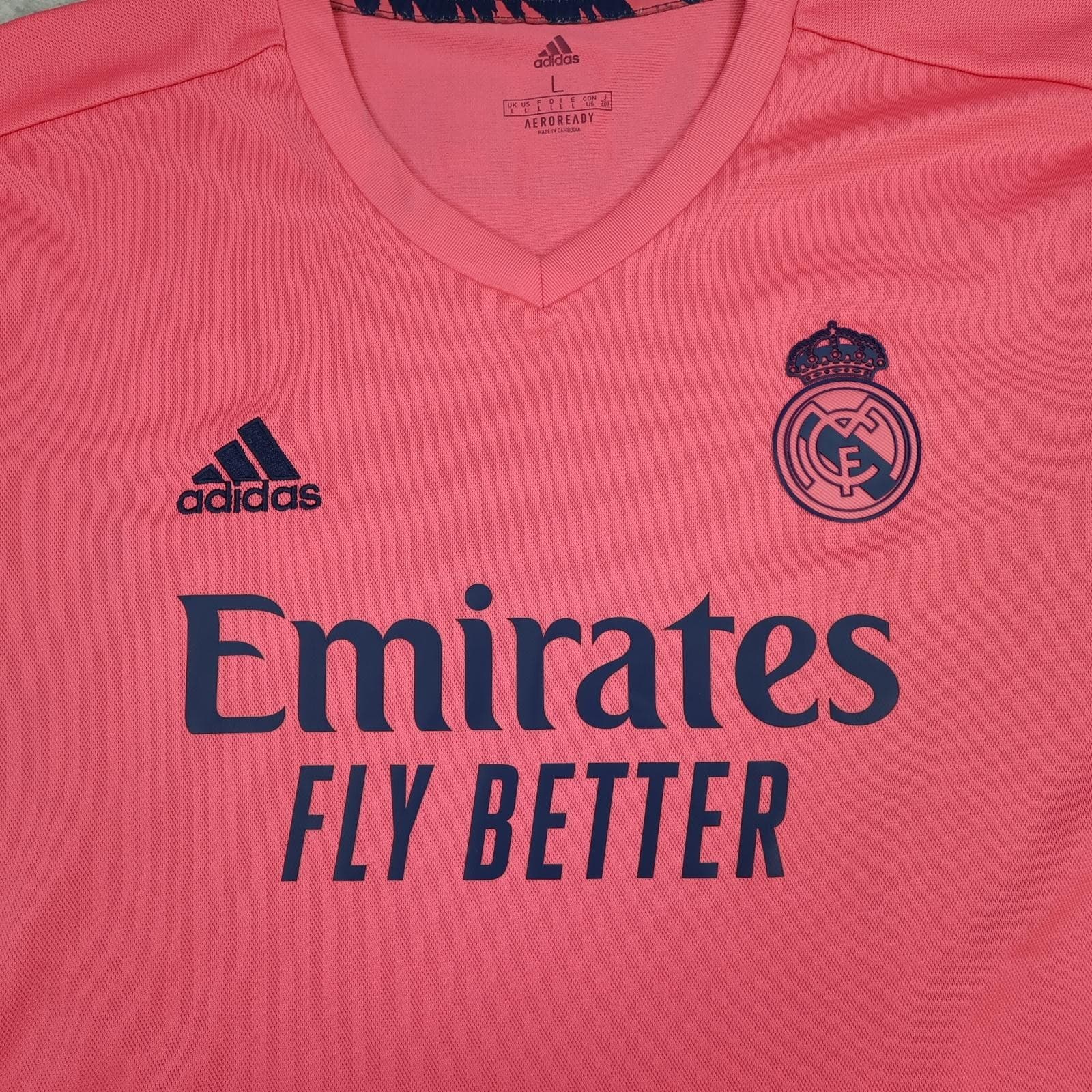 Real Madrid Shirt Mens Large Pink Away 2020 2021 Football Adidas Benzema 9 photo 4