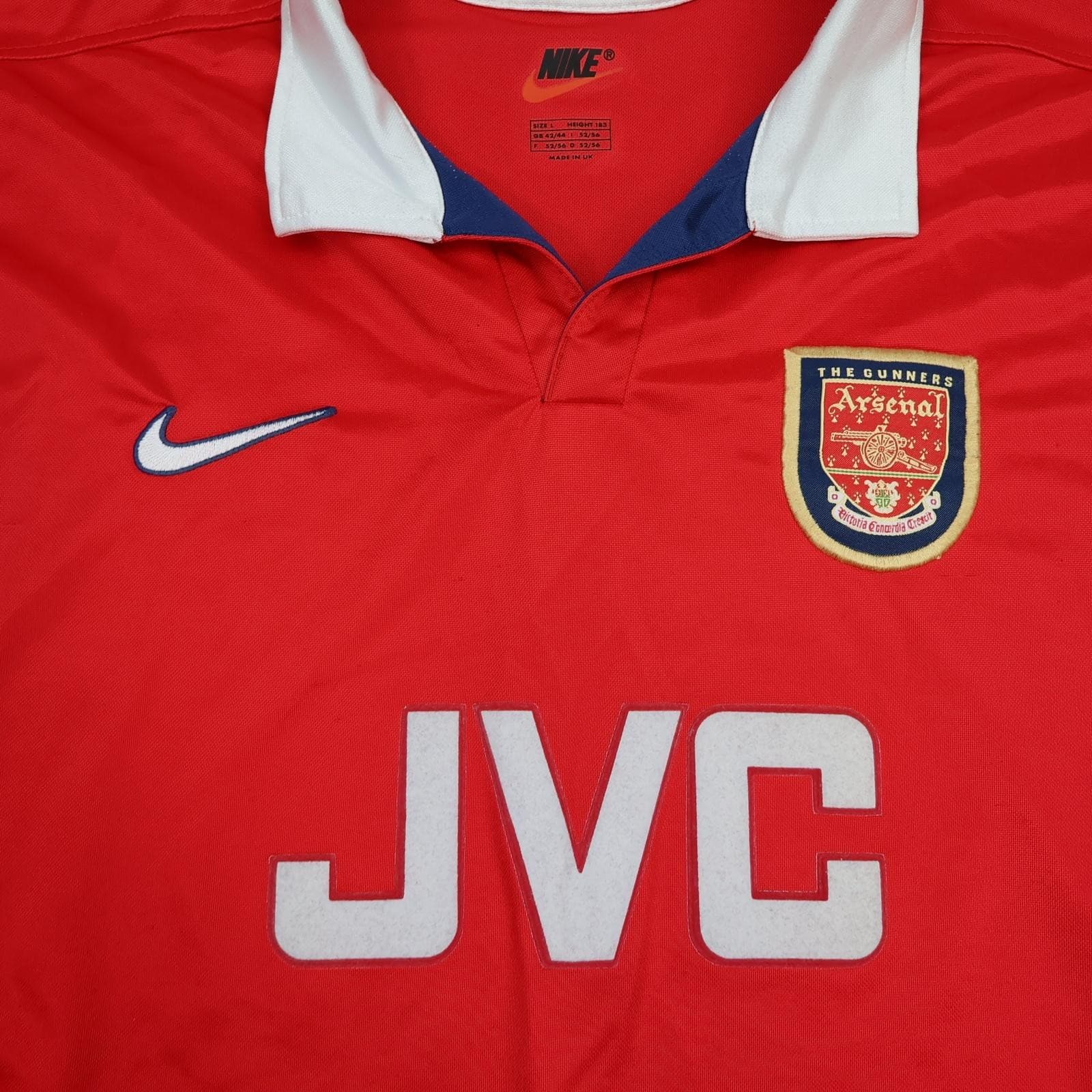 Vintage Arsenal Shirt Mens Large Red Home 1998 1999 Nike JVC Football Jersey photo 3