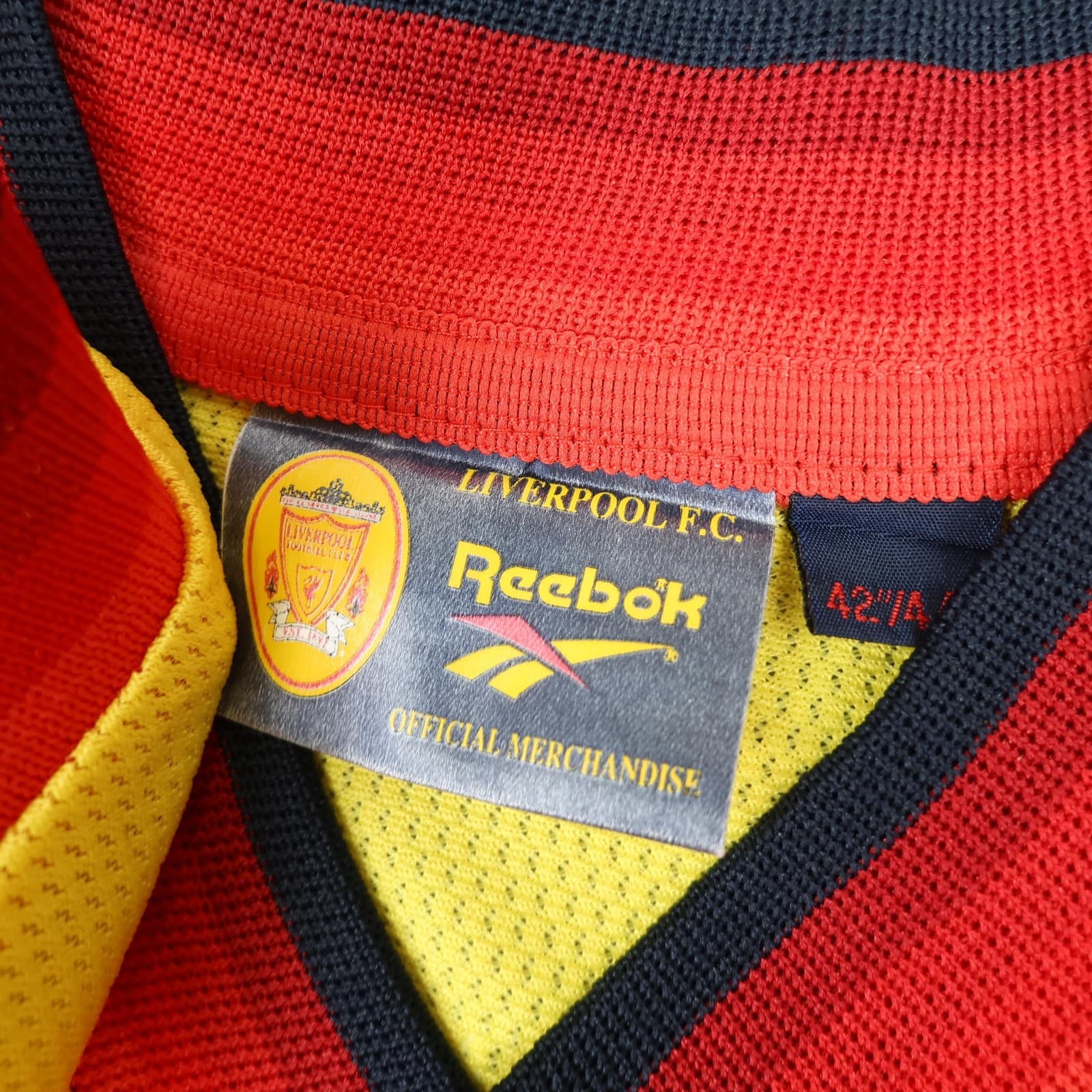Vintage Liverpool Away Shirt Mens Large 1997 1999 Yellow Reebok Gerrard Jersey photo 6