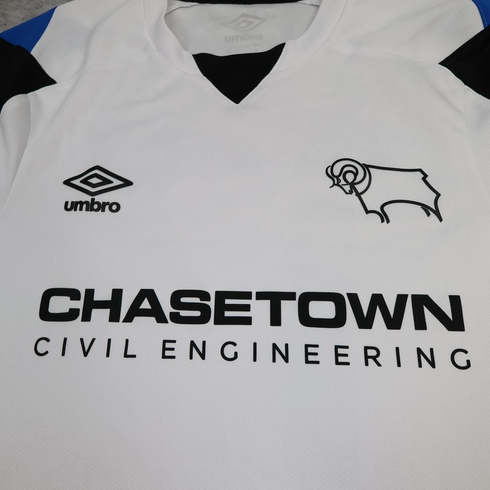 Derby County Shirt Mens Medium White Home 2018 2019 EPL Football Umbro 17 photo 2