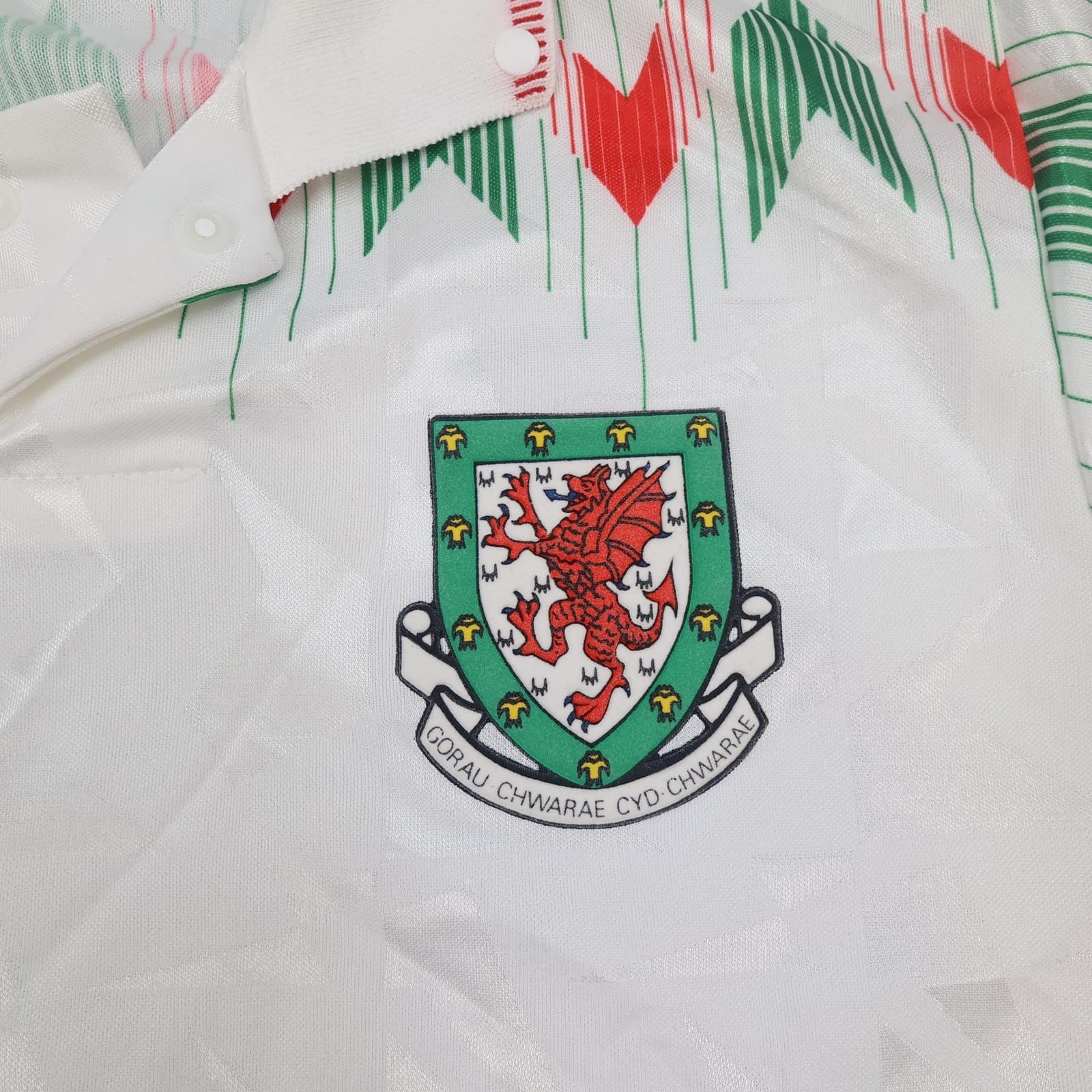 Vintage Wales Away Shirt Mens Medium White 1990 1992 Football Soccer Jersey photo 3