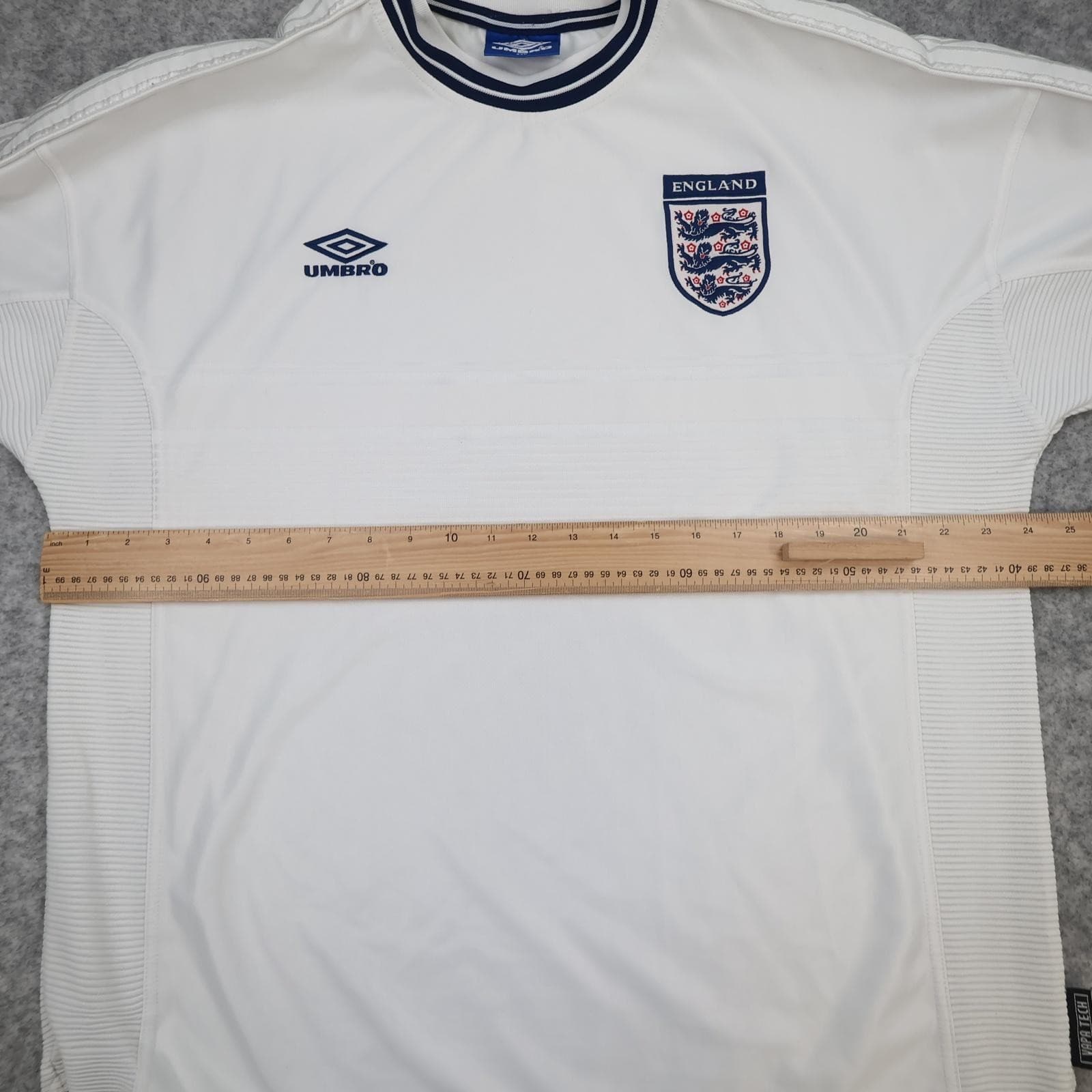 England Home Shirt Mens 2XL White 1999 2001 Three Lions Umbro VAPA TECH Jersey photo 10