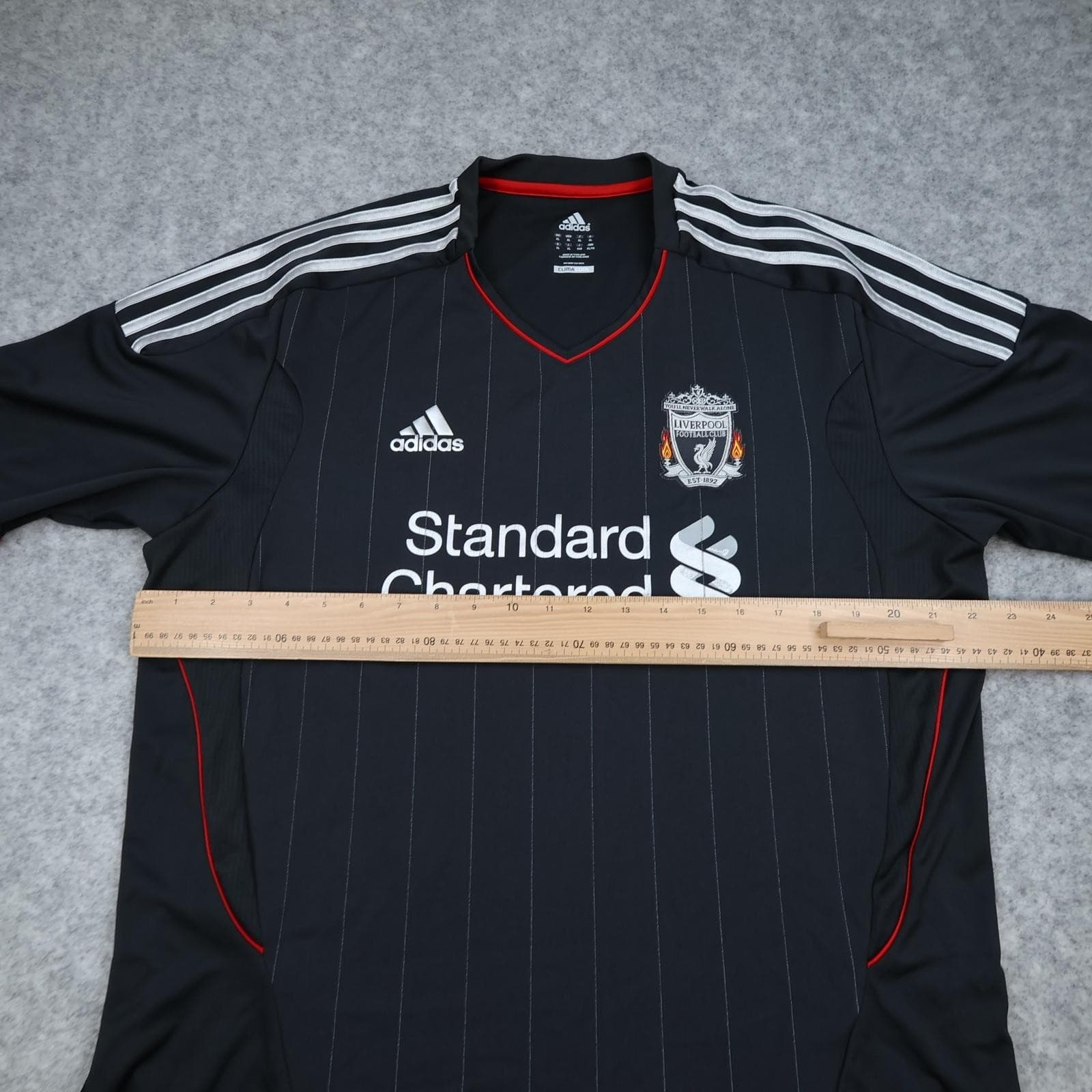 Liverpool Shirt Mens XL Black Away Kit 2011 2012 Adidas Standard Chartered photo 13