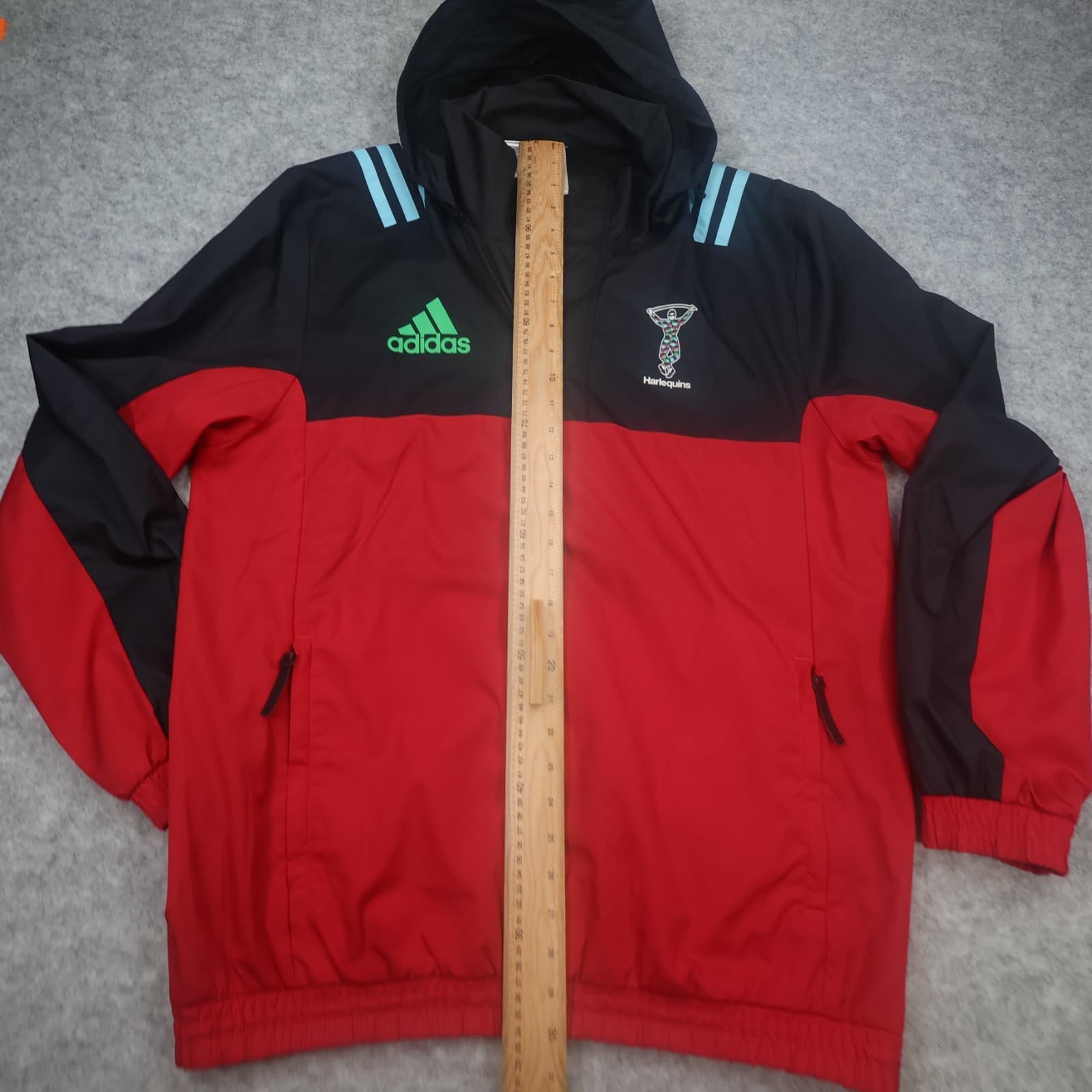 Harlequins Rugby Jacket Large Red Rain 2017 2018 Adidas Hooded 1/4 Zip photo 6