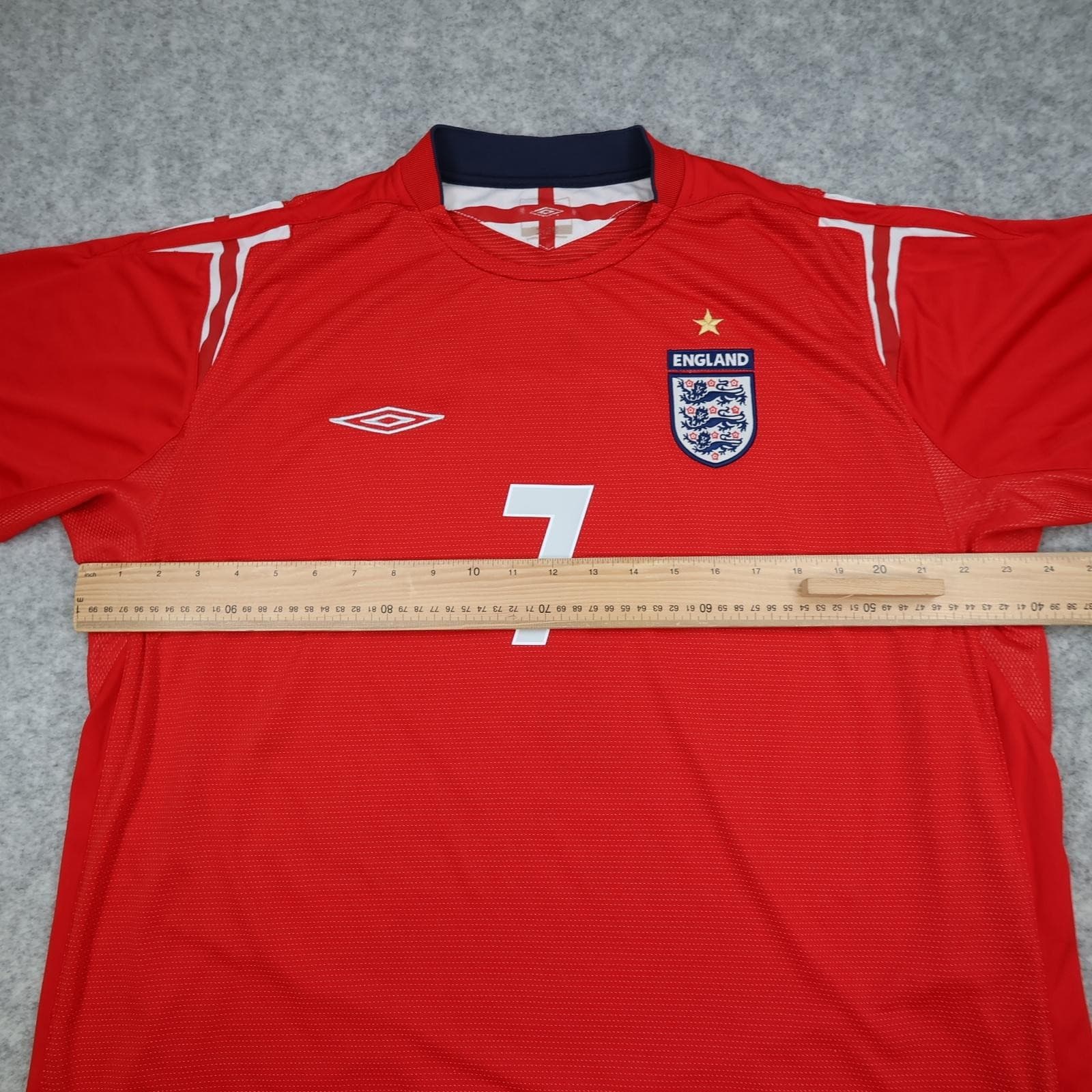 Vintage England Away Shirt Mens 2XL Red 2004 2006 Soccer Jersey Umbro Beckham photo 12