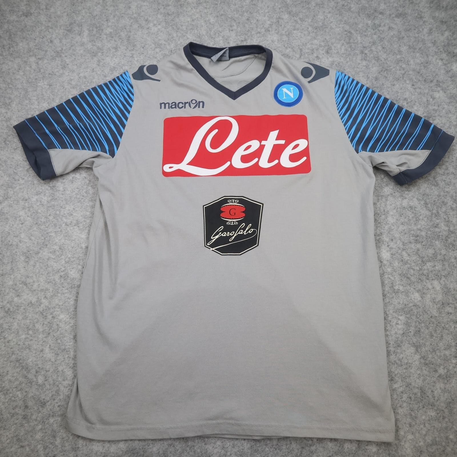 SSC Napoli Training Shirt Mens XL Grey Football Macron 2014 2015 Jersey
