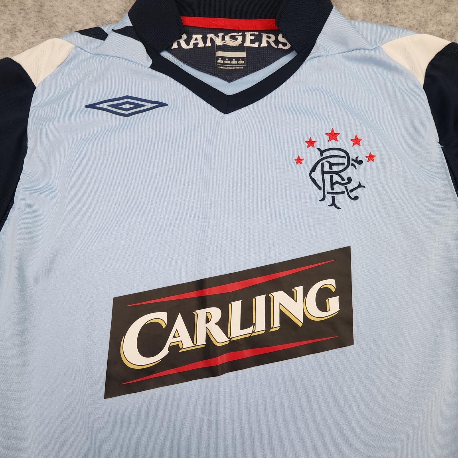 Rangers Shirt Mens Medium Light Blue Third 2006 2007 Umbro Carling Jersey photo 3