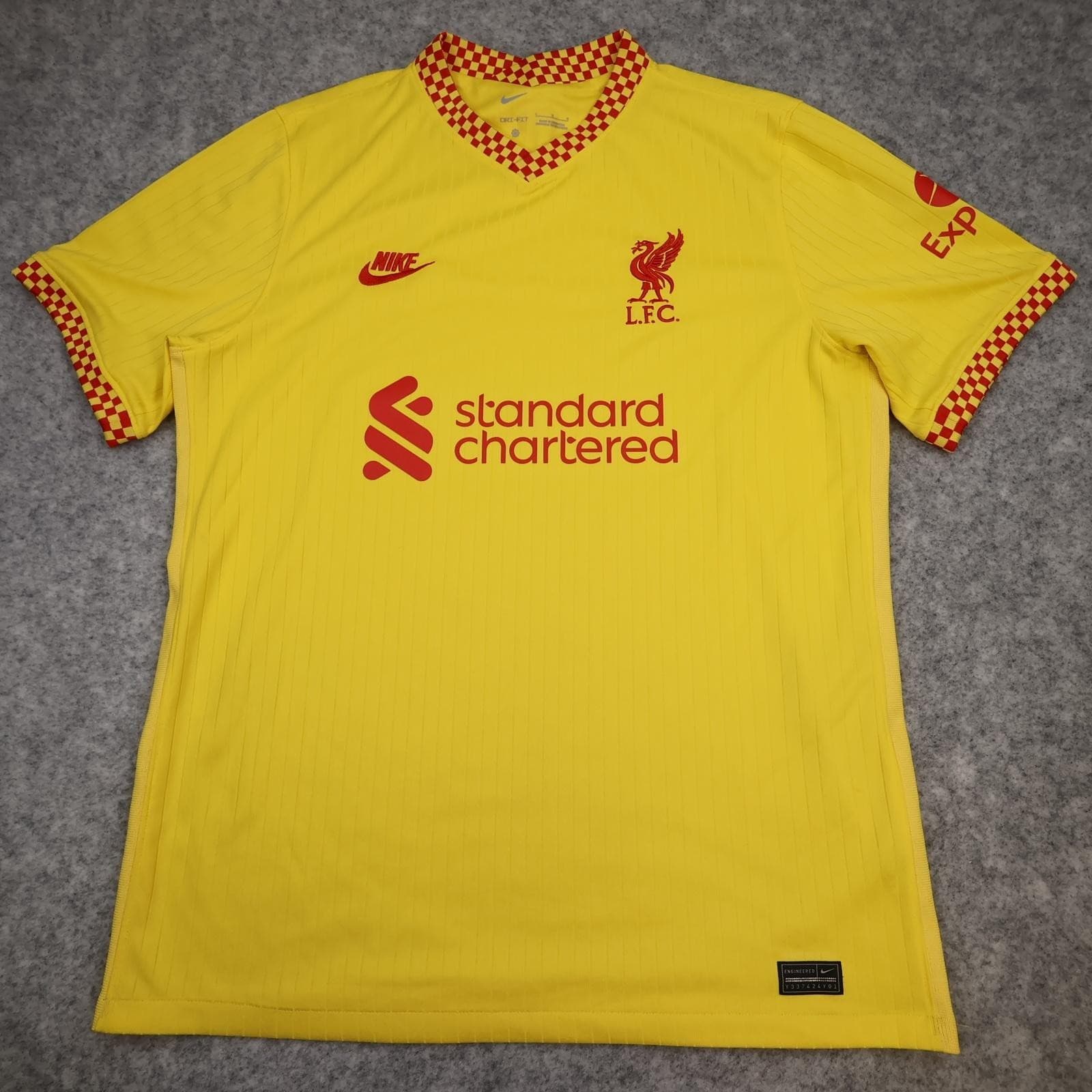 Liverpool Away Shirt Mens Large Yellow 3rd 2021 2022 Football Nike Soccer Jersey
