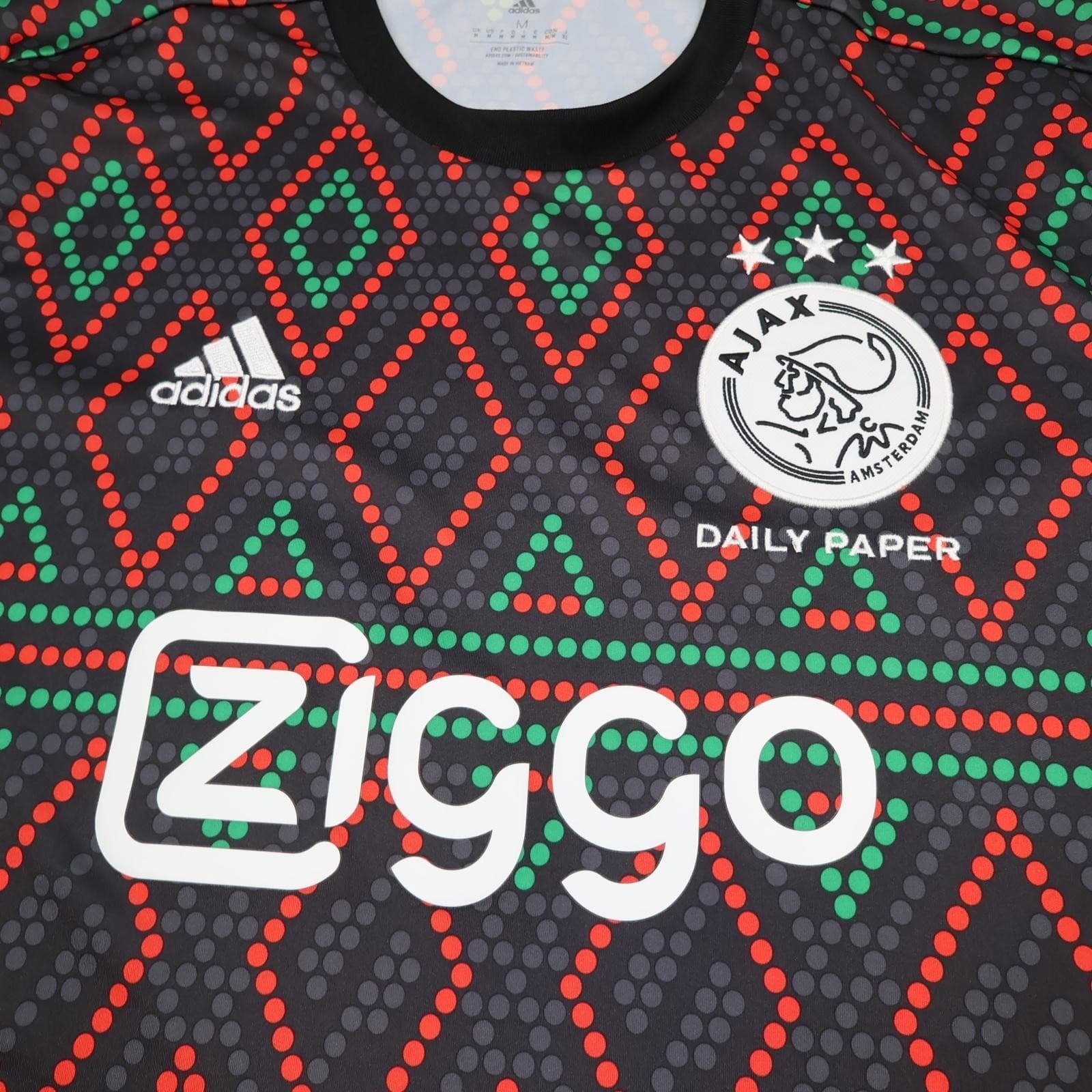 Ajax Shirt Mens Medium Black Daily Paper 2022 2023 Football Adidas Ziggo Jersey photo 3