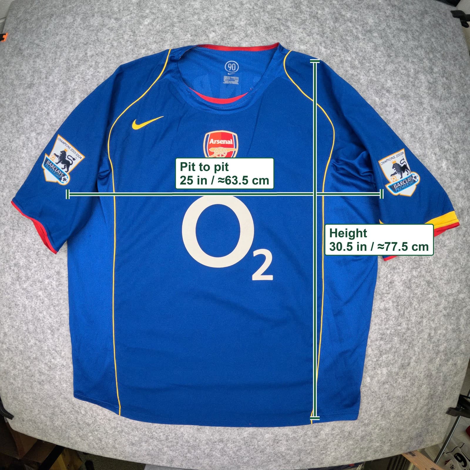 Arsenal Football Shirt 2XL Blue Away 2004 2006 Nike Henry 14 Soccer Jersey photo 3