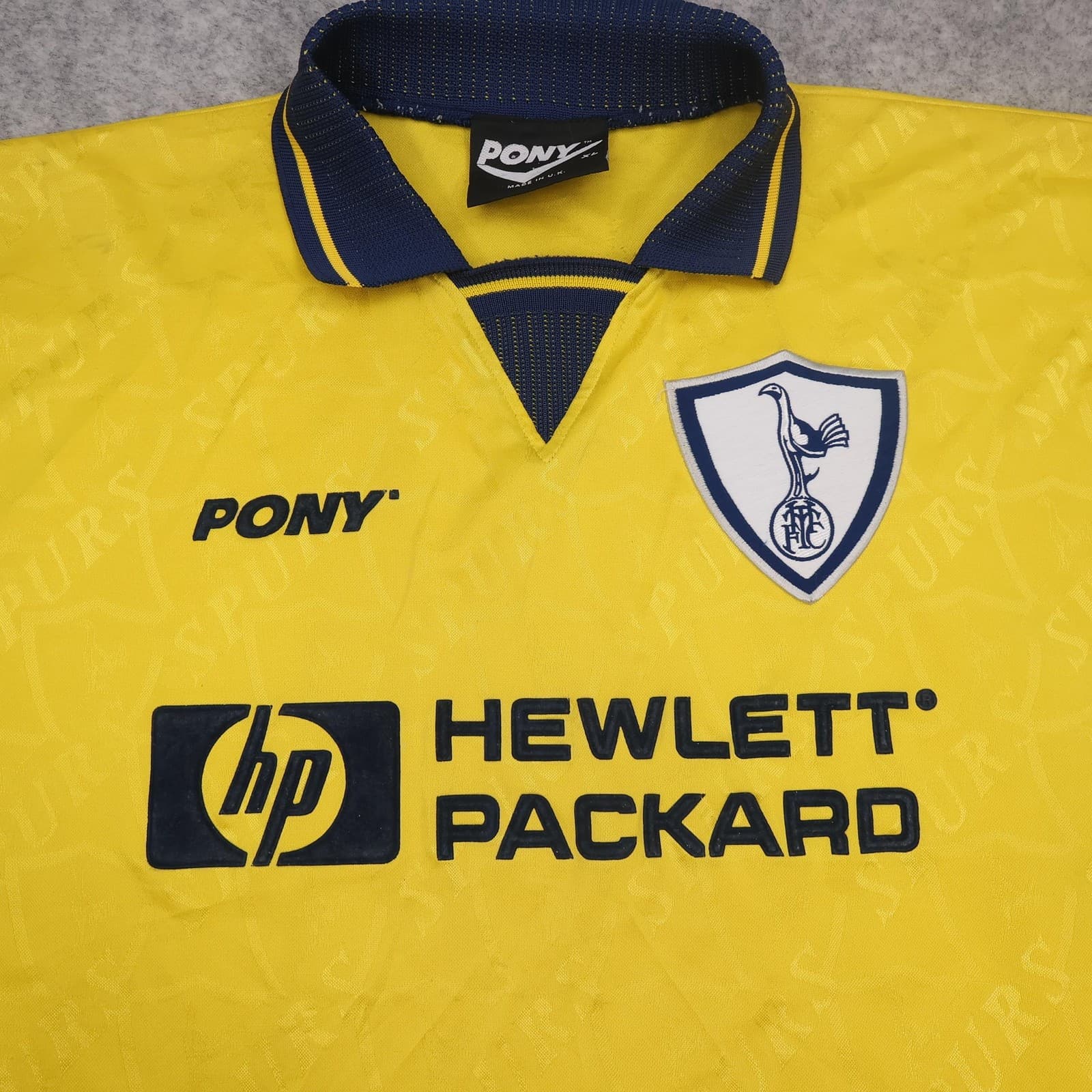 Vintage Tottenham Hotspur Shirt Mens XL Yellow Away 1995 1997 Pony Soccer Jersey photo 3