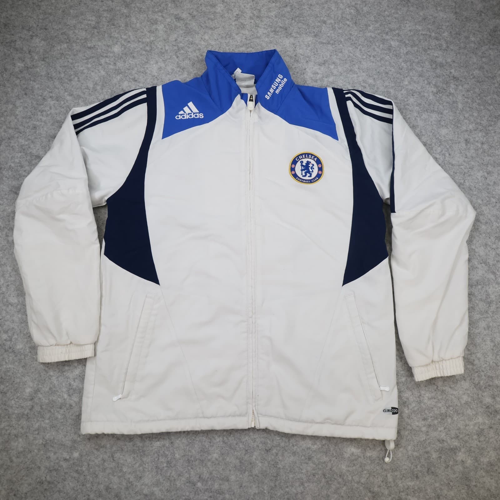 Chelsea Football Jacket Medium White Training Tracksuit Top Zip Adidas 2007 2008
