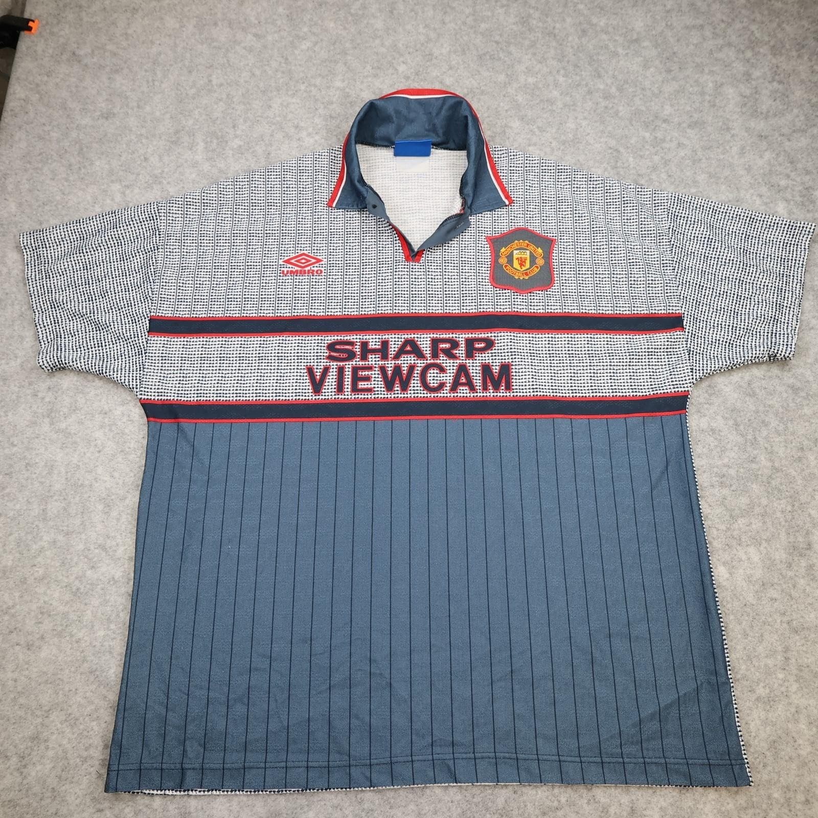 Vintage Manchester United Shirt Mens 2XL Grey Away 1995 1996 Umbro Cantona 7 photo 2