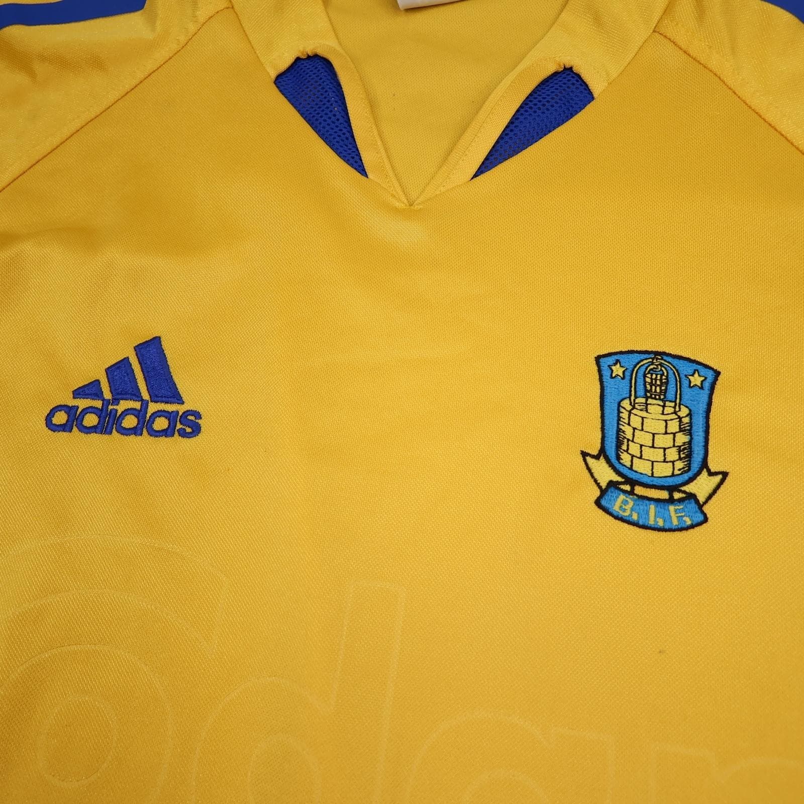 Brondby IF Shirt Mens Small Yellow Home 2005 Football Adidas Codan Soccer Jersey photo 5