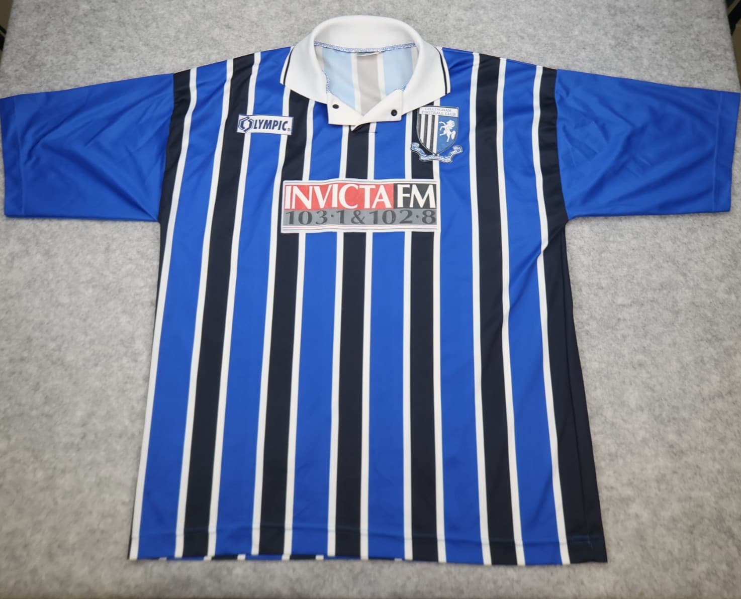 Vintage Gillingham FC Shirt Extra Large Blue Black Home Kit 1995 1996 Olympic