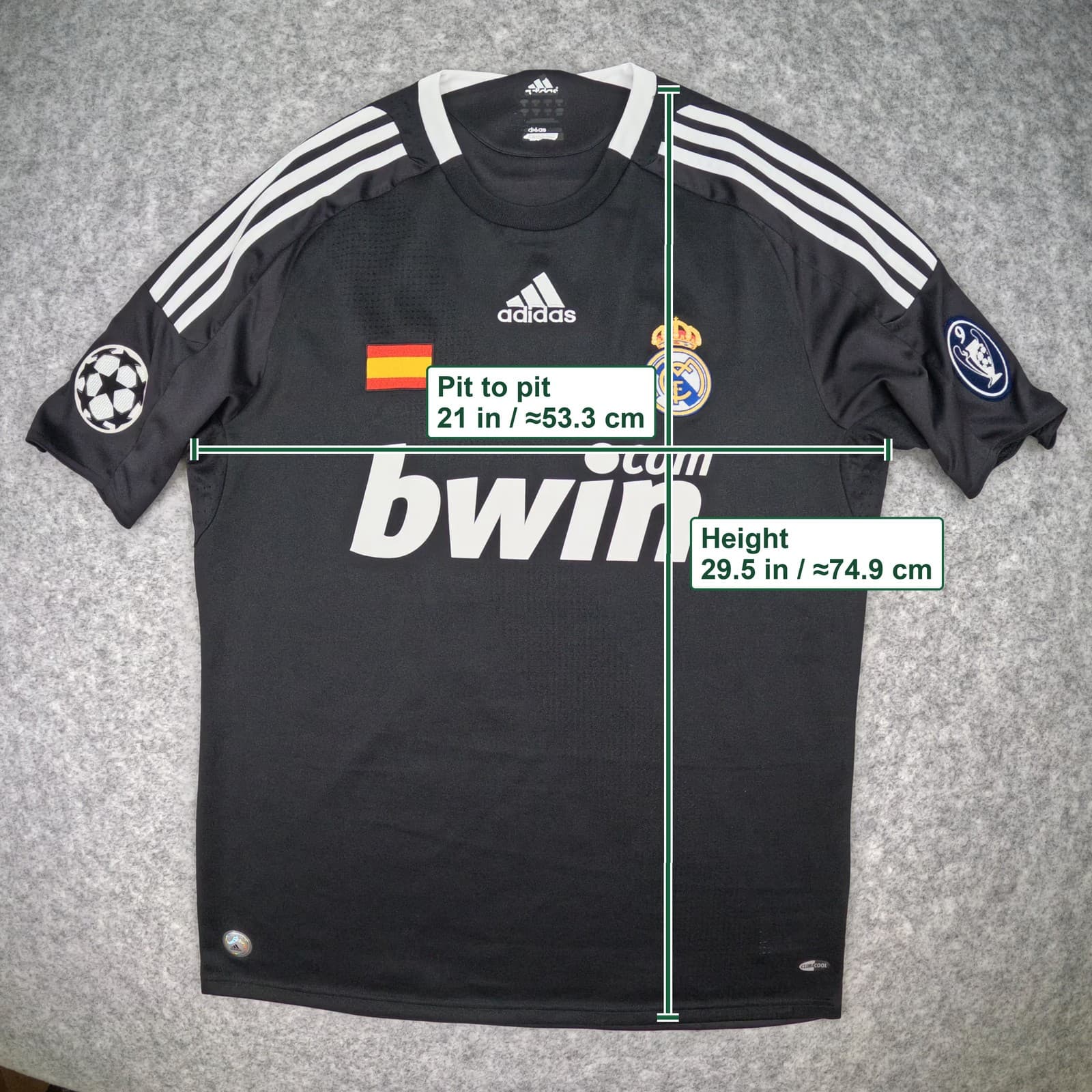 Real Madrid Football Shirt Medium Black Third 2007 2008 adidas Robben 11 Jersey photo 3
