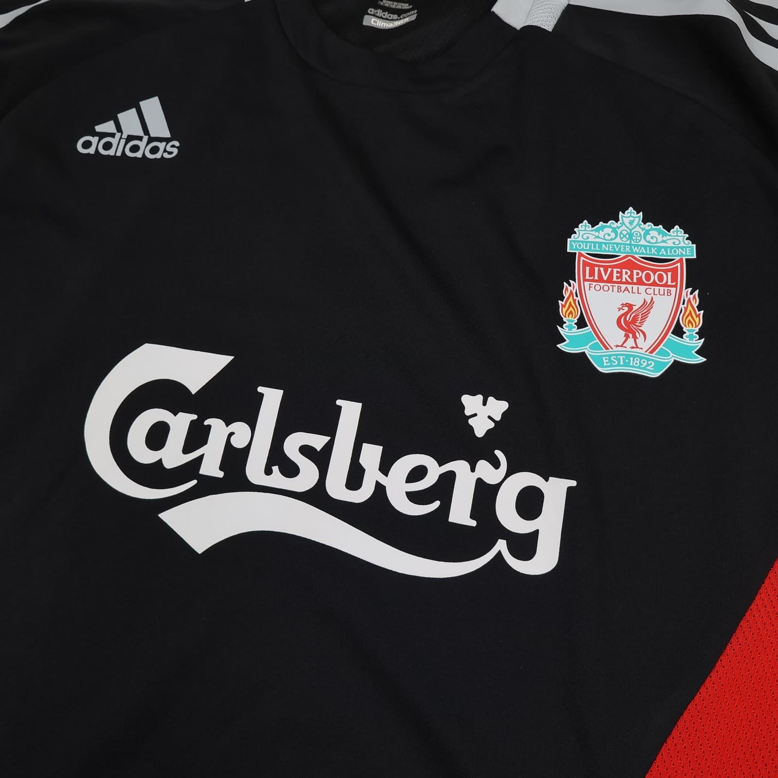 Liverpool Training Shirt Mens Large Black 2008 Football Adidas Carlsberg Jersey photo 3