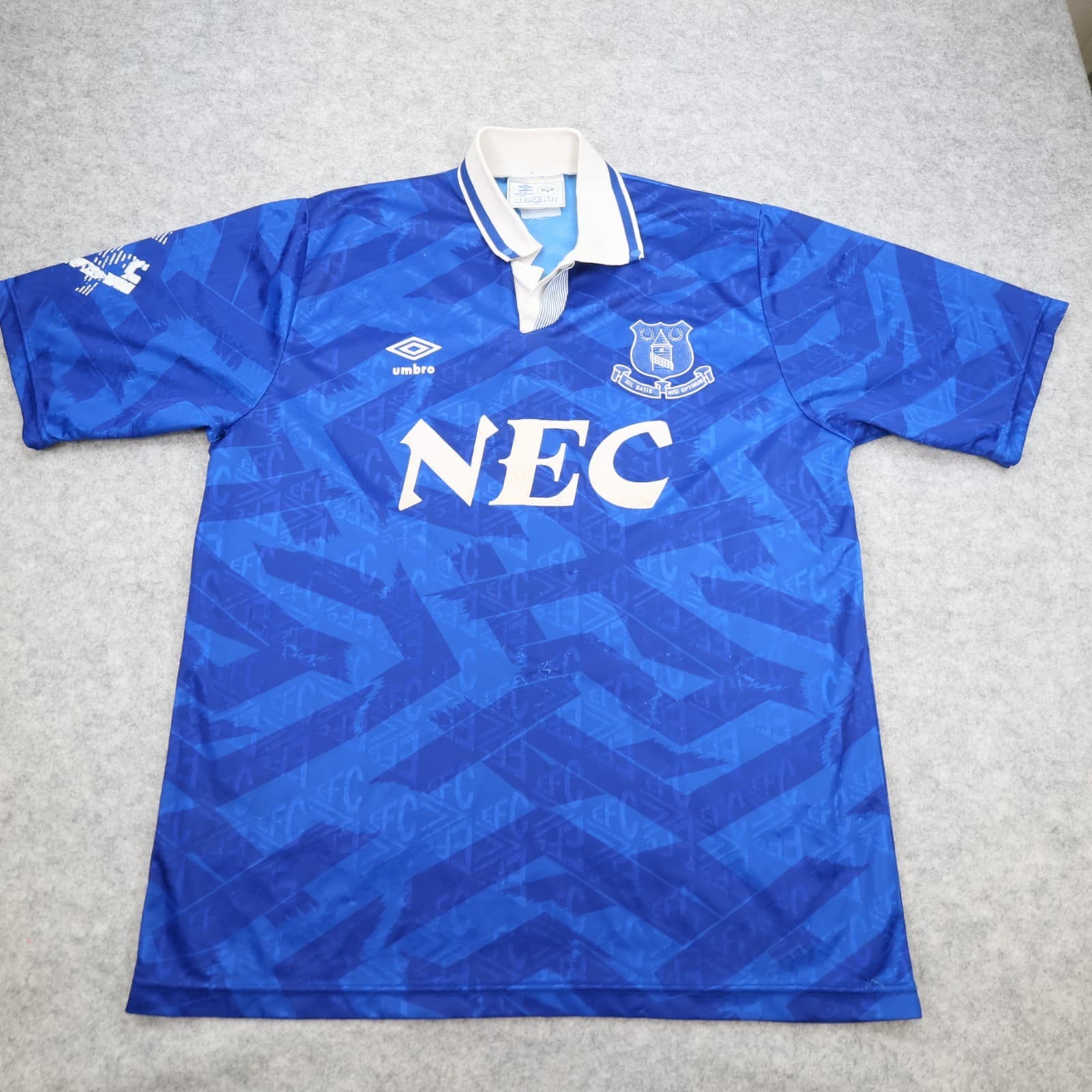 Vintage Everton Shirt Large Blue Home Kit 1991 1993 Umbro Soccer Jersey NEC