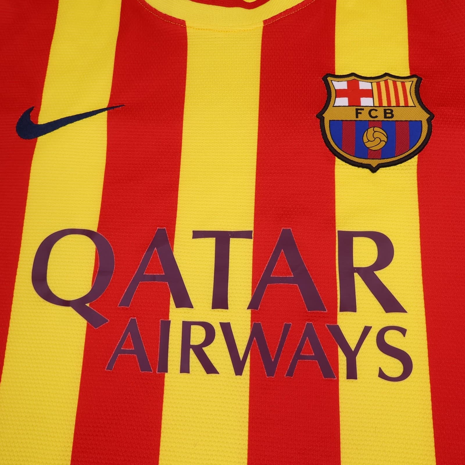 Barcelona Shirt Mens Medium Away 2013 2014 Football Nike Qatar Airways Jersey photo 3