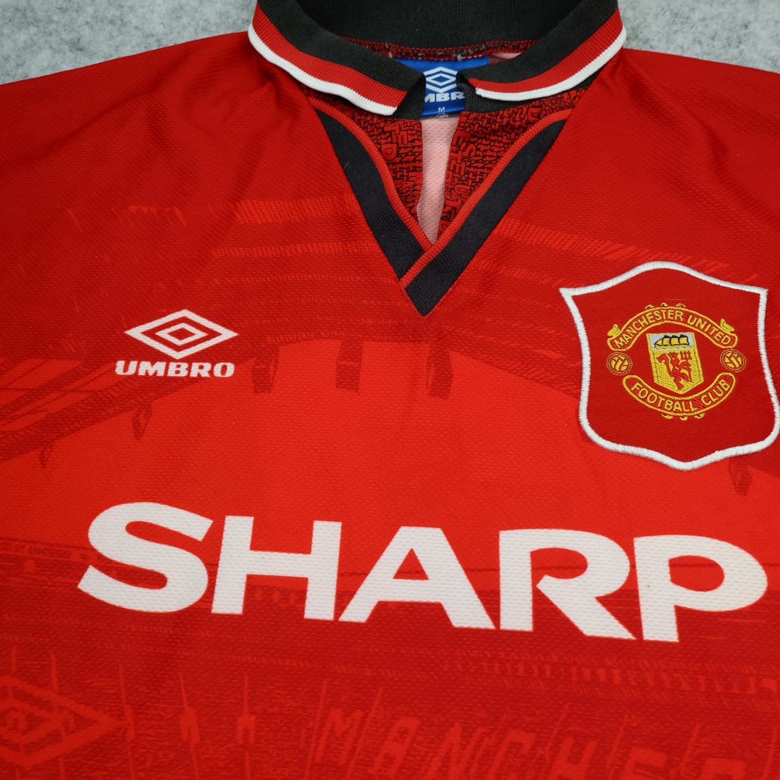 Vintage Manchester United Shirt Medium Red Home 1994 1996 Umbro Soccer Jersey photo 3
