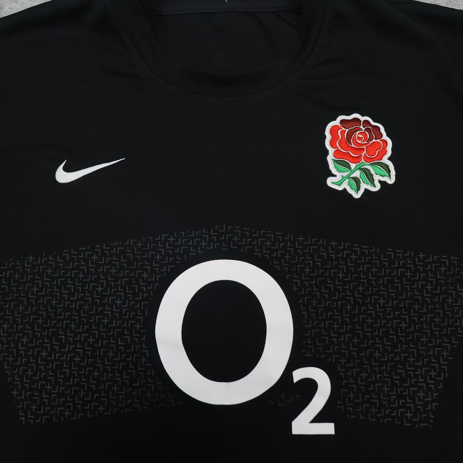 England Rugby Shirt Mens XL Black Rugby Union Nike O2 Authentic Jersey 2011 2012 photo 3