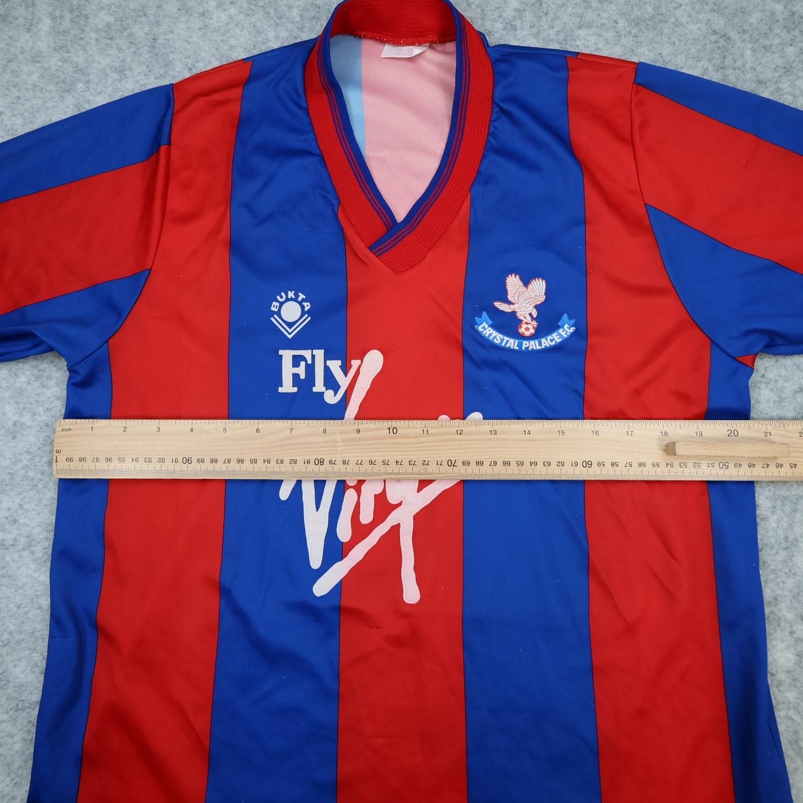 Vintage Crystal Palace Shirt Mens Large Home Red Blue 1989 1990 Bukta Virgin 80s photo 13