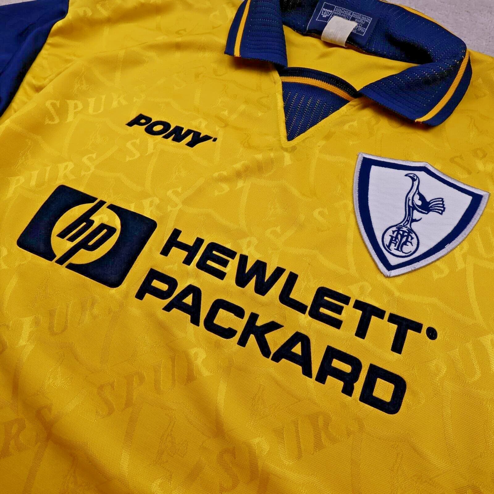 Vintage Tottenham Hotspur Shirt Large Yellow Third Kit 1995 1997 Soccer Jersey photo 6