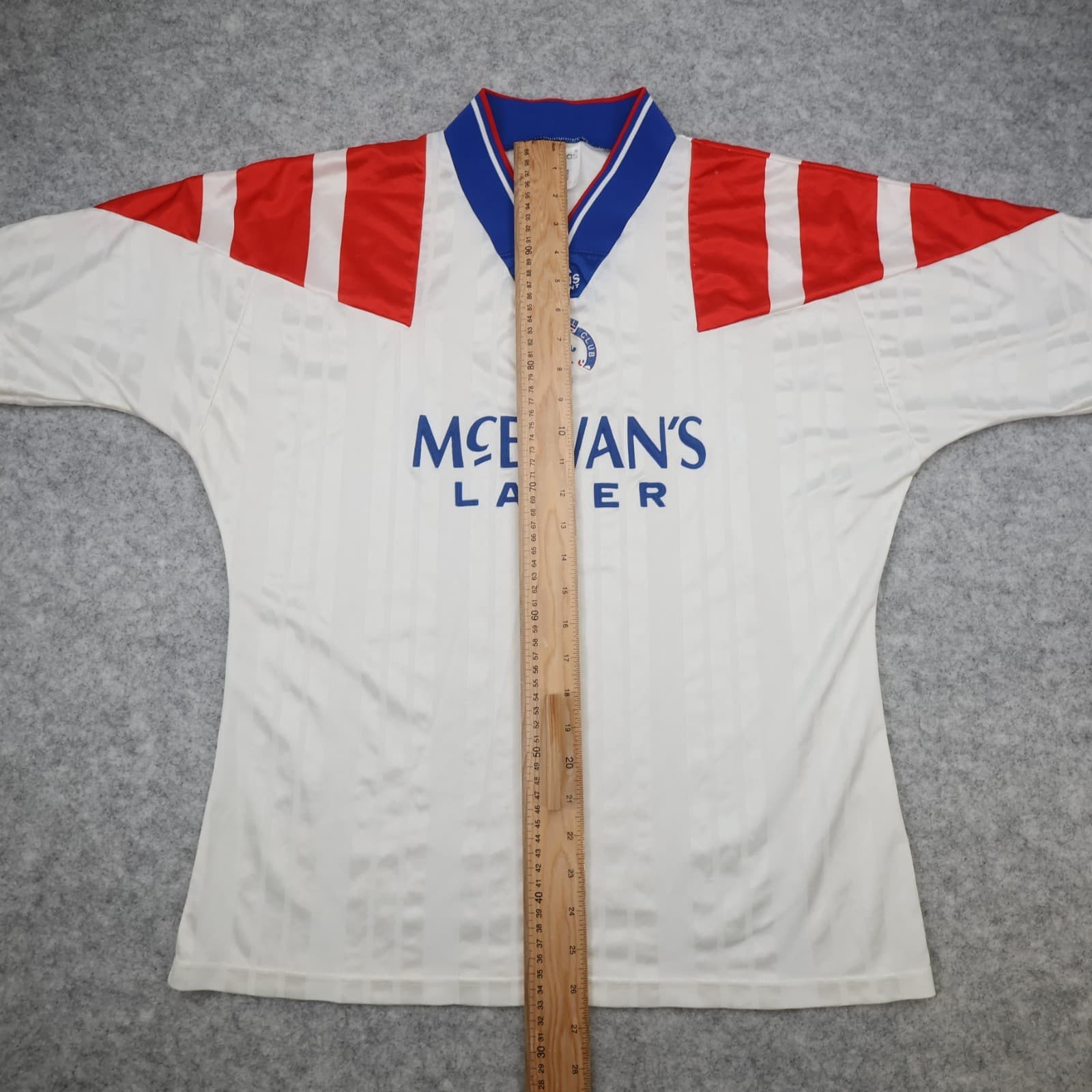 Vintage Rangers Football Shirt Large White Away Kit 1992 1994 Adidas Jersey photo 13