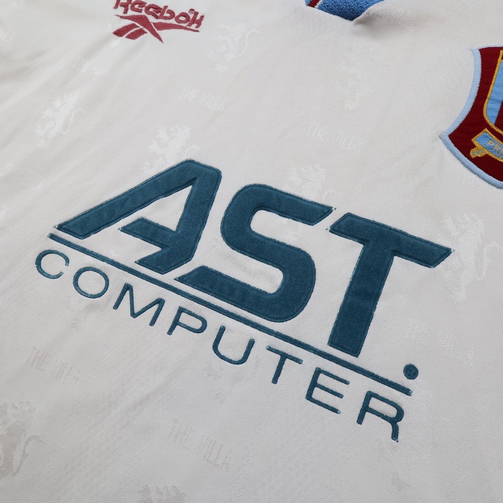 Vintage Aston Villa Shirt Large White Away Kit 1996 1997 1998 Reebok Jersey 40" photo 4
