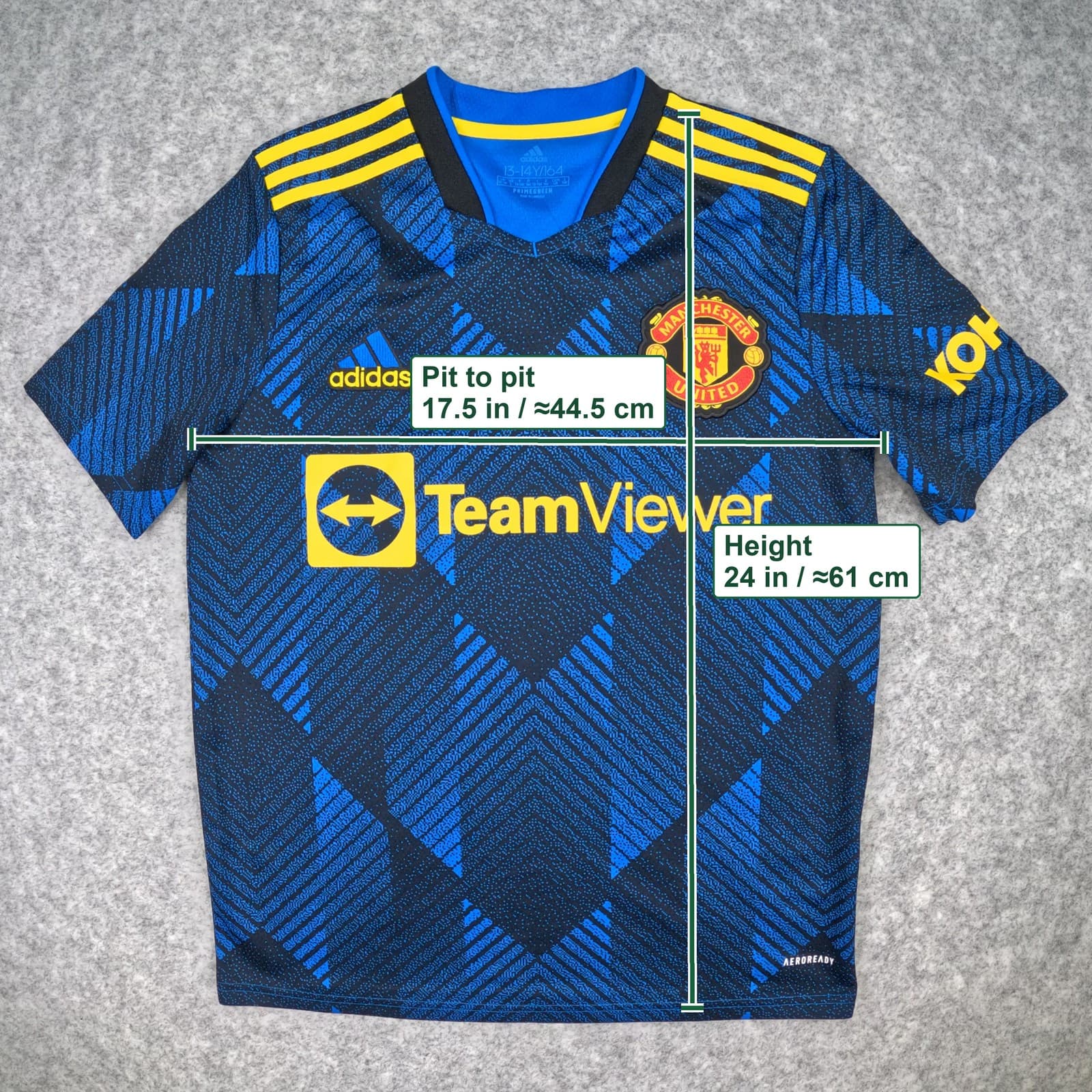 Manchester United Football Shirt Children 13 14Y Blue Third 2021 22 adidas Kids photo 3