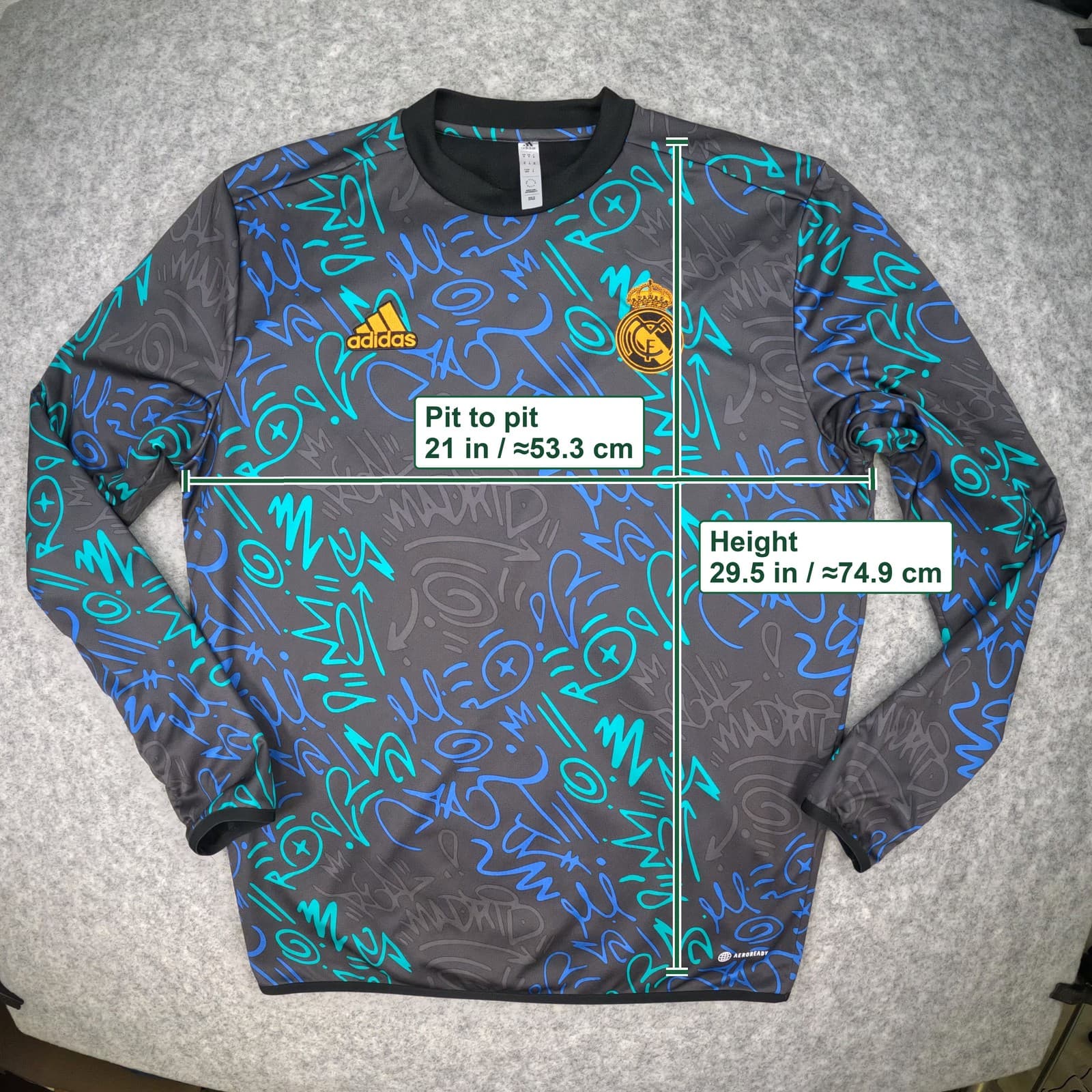 Real Madrid Top Medium Pre Match 2021 2022 Adidas Football Training Jumper photo 3