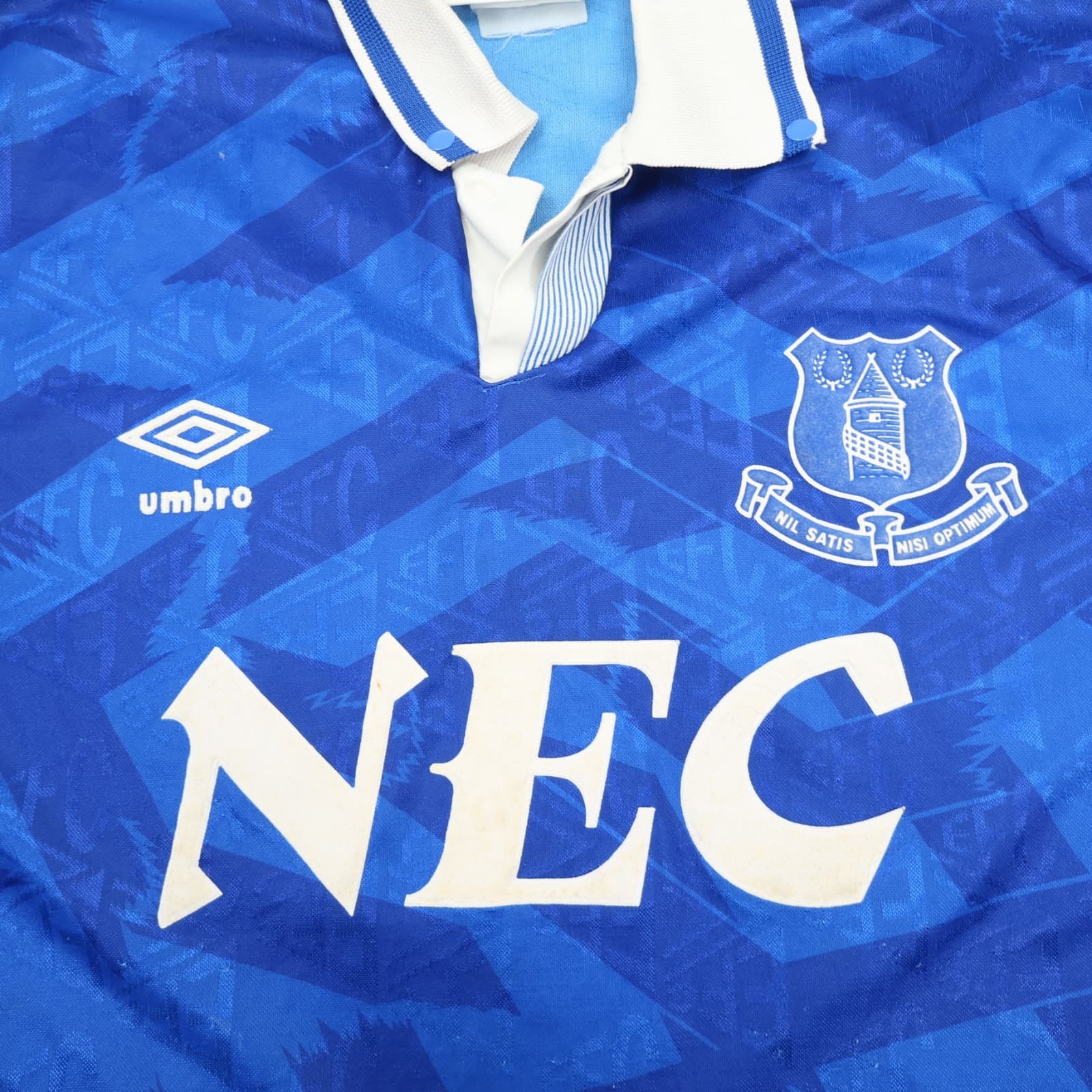 Vintage Everton Shirt Large Blue Home Kit 1991 1993 Umbro Soccer Jersey NEC photo 3