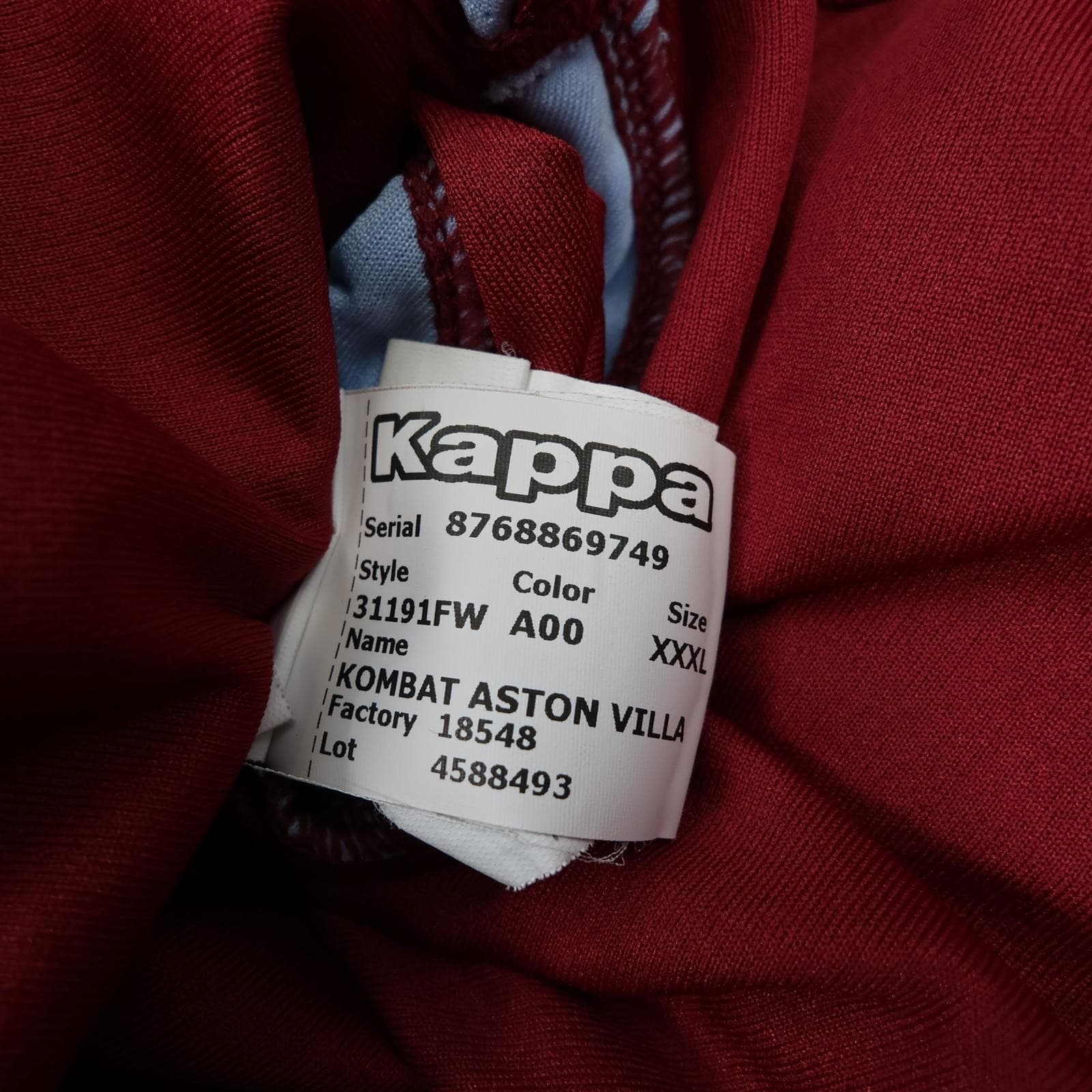 Aston Villa Shirt Mens 3XL Red Home 2020 2021 Football Kappa Cazoo Jersey photo 15