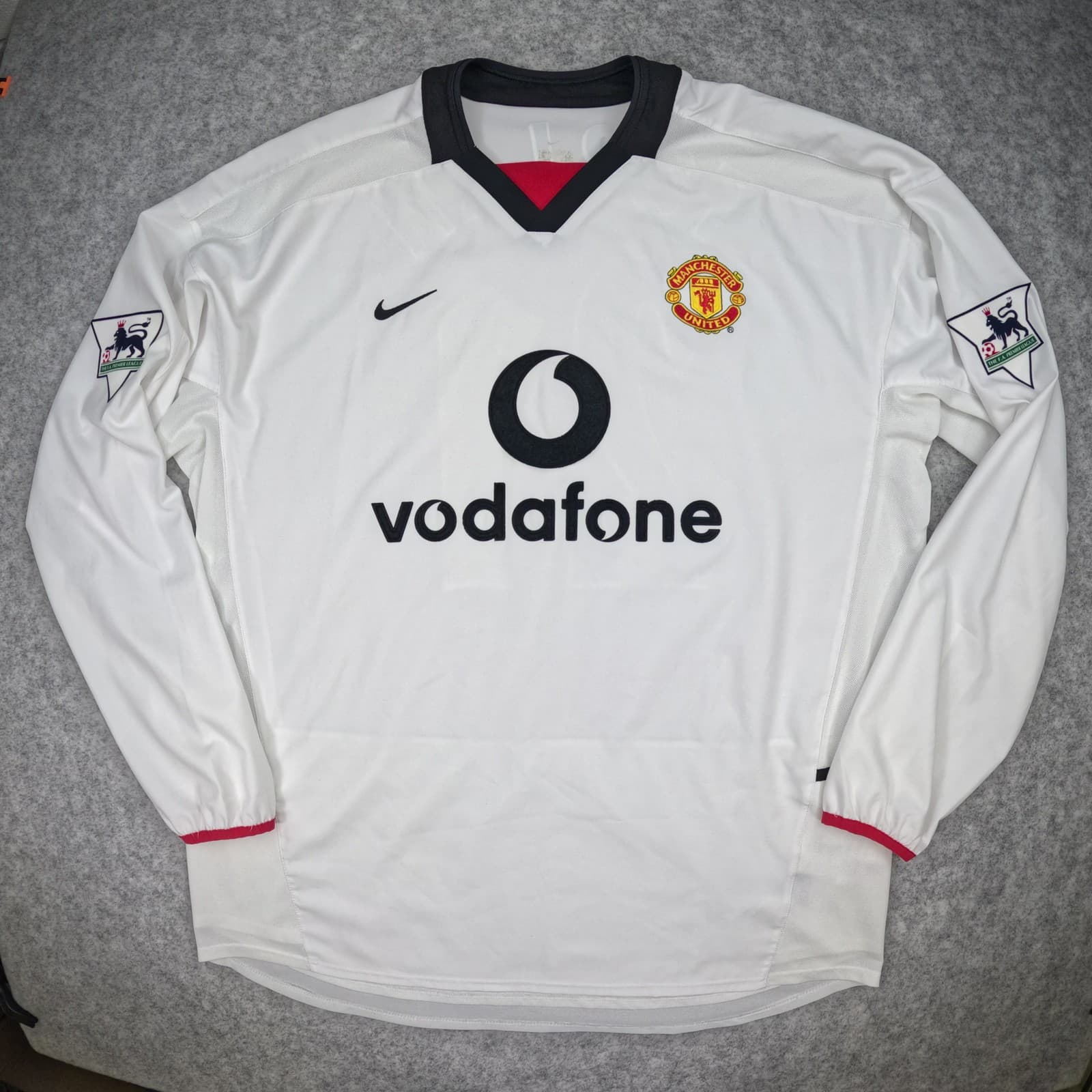 Manchester United Football Shirt White 2002 2003 Away Nike Forlan 21 Long Sleeve photo 2