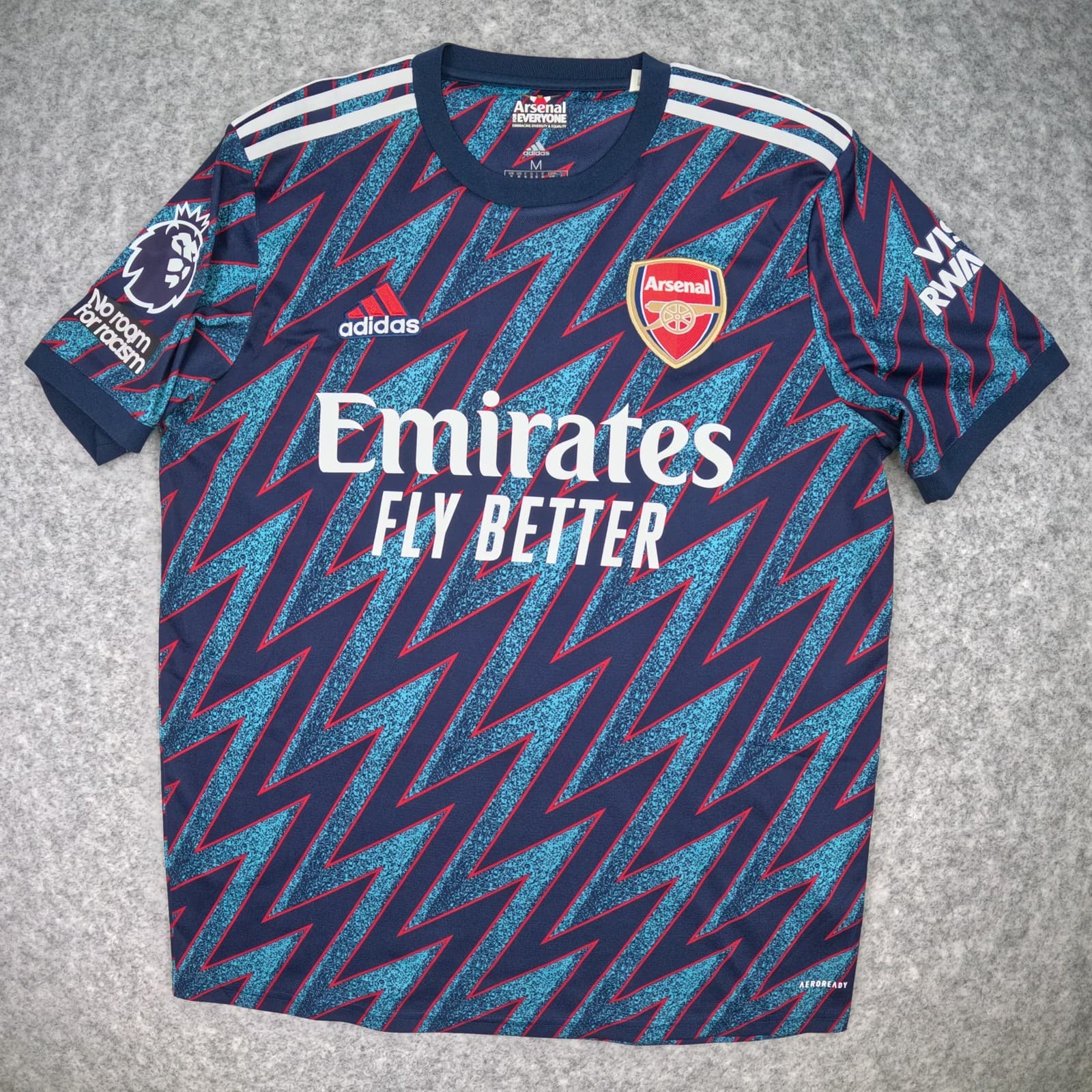 Arsenal Football Shirt Medium Blue Third 2021 22 adidas Saka 7 Soccer Jersey photo 2