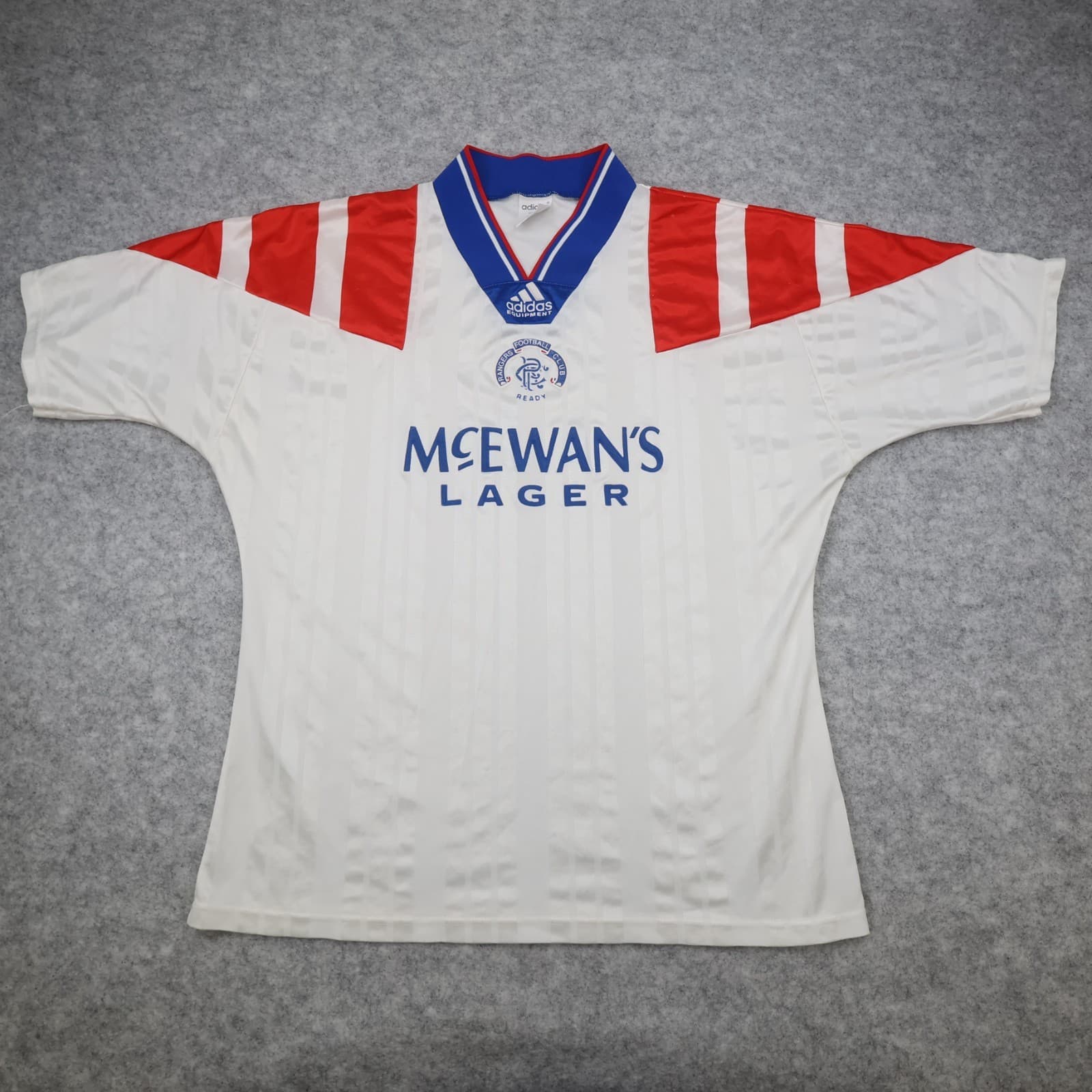 Vintage Rangers Football Shirt Large White Away Kit 1992 1994 Adidas Jersey