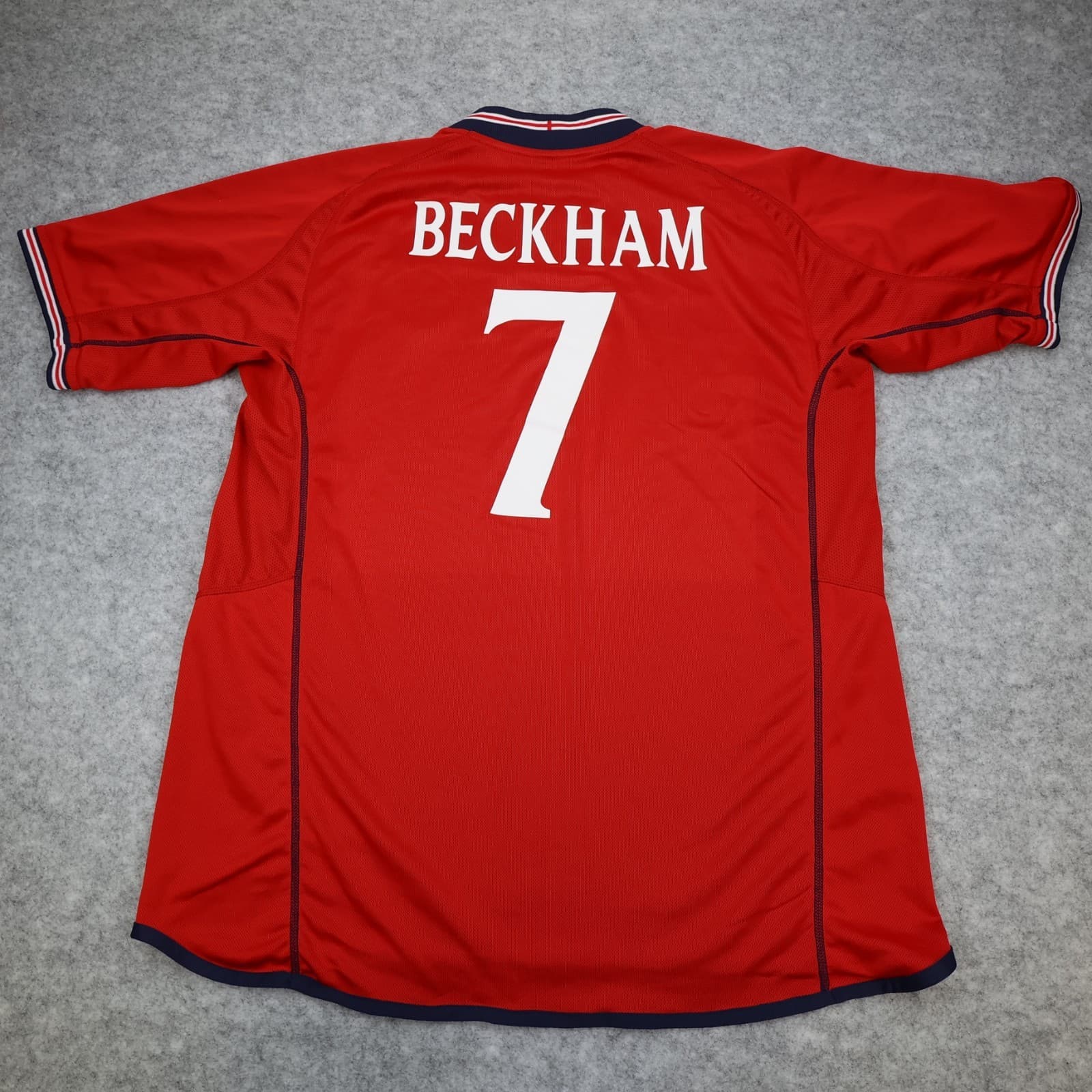 England Football Shirt Large Red Away Kit 2002 2004 Soccer Jersey David Beckham
