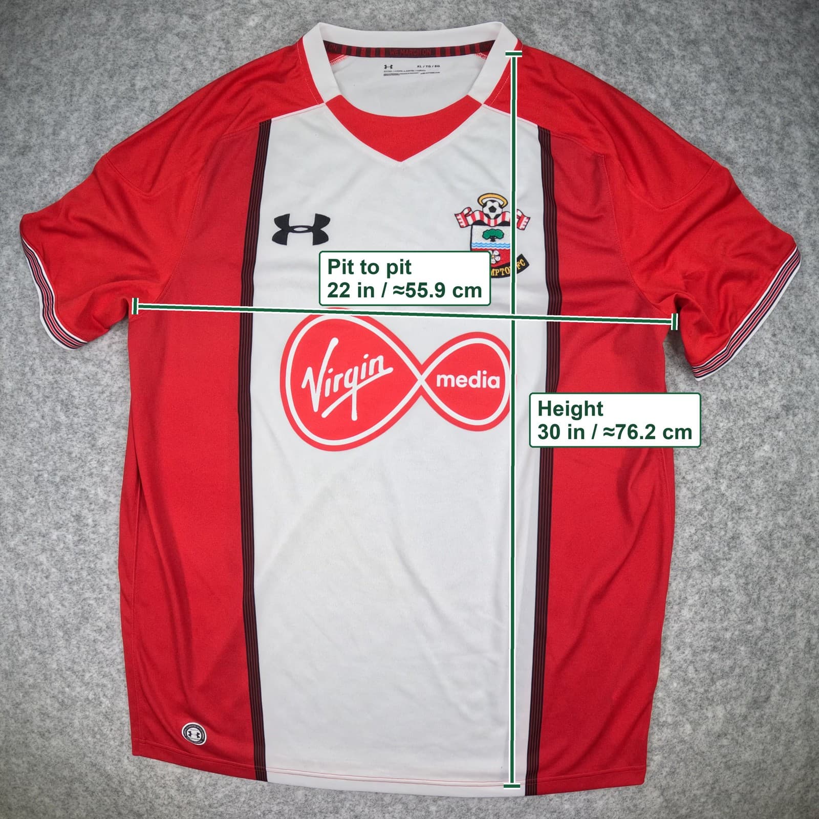 Southampton FC Football Shirt Extra Large Red Home 2017 2018 Under Armour photo 4
