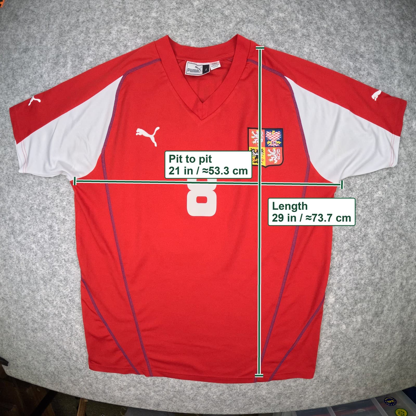 Czech Republic Football Shirt Large Red Home 2004 2005 PUMA Poborský 8 Jersey photo 6