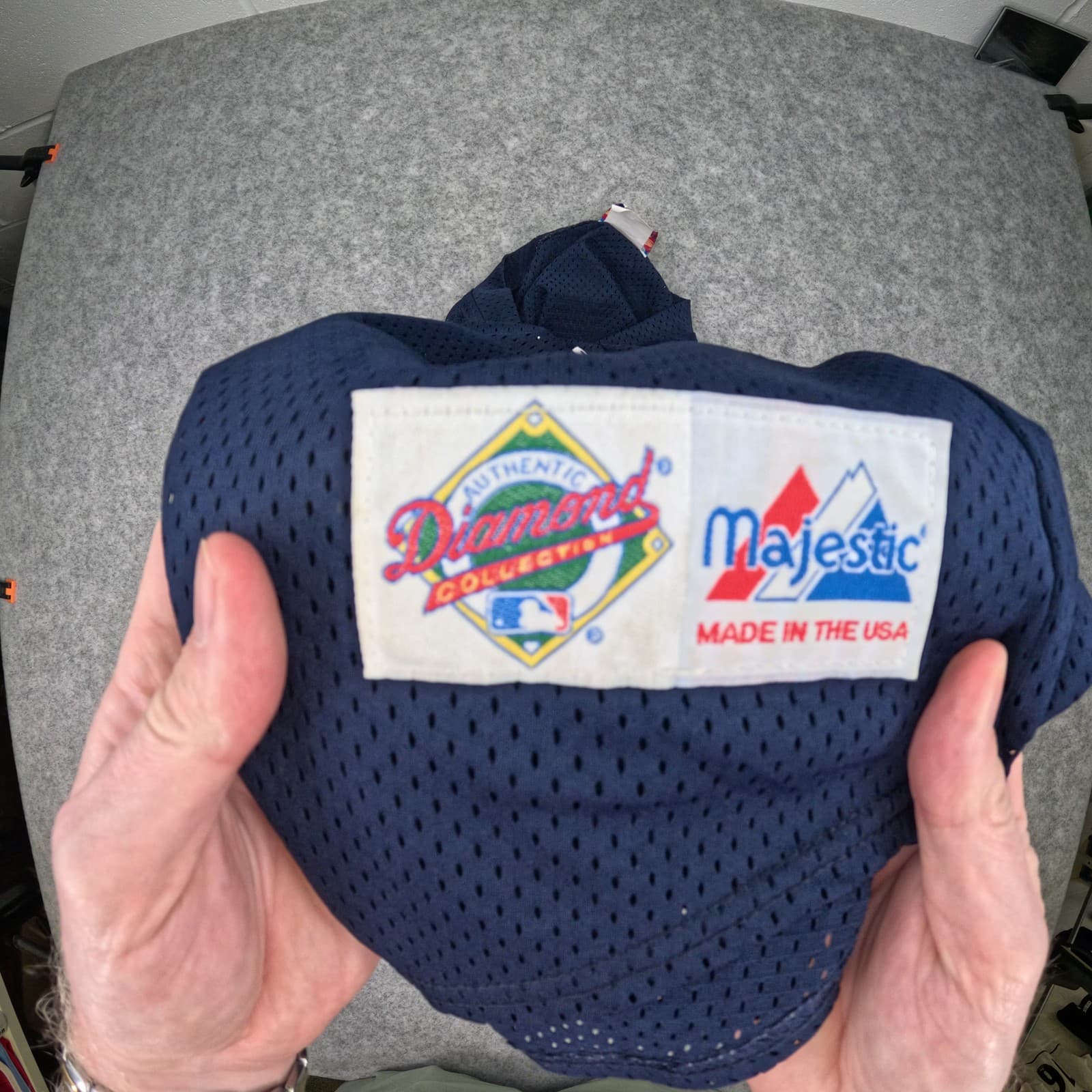 Milwaukee Brewers Baseball Jersey Large Navy Majestic Diamond Collection 90s photo 6