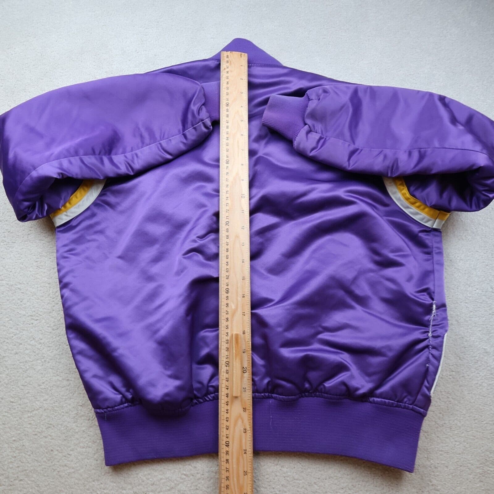 Vintage Los Angeles Lakers Jacket Medium Starter 80s NBA Varsity Purple Satin photo 12