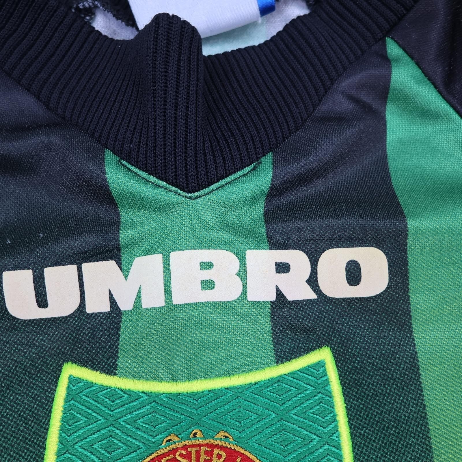 Vintage Manchester United Shirt Mens Medium Green Goalkeeper Umbro Sharp 1997 98 photo 6